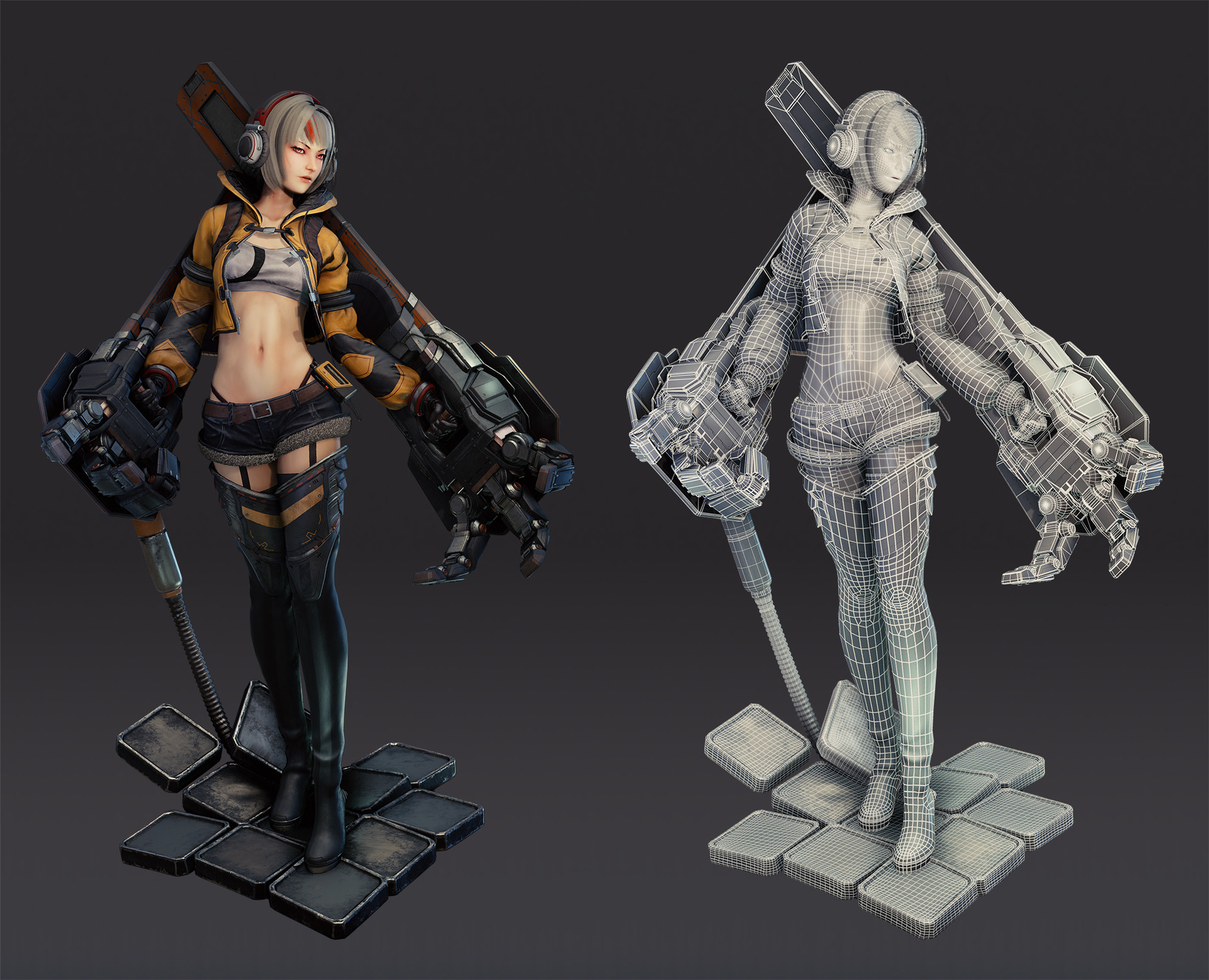 Artstation Girl With Robo Arms Model Saimon Ma