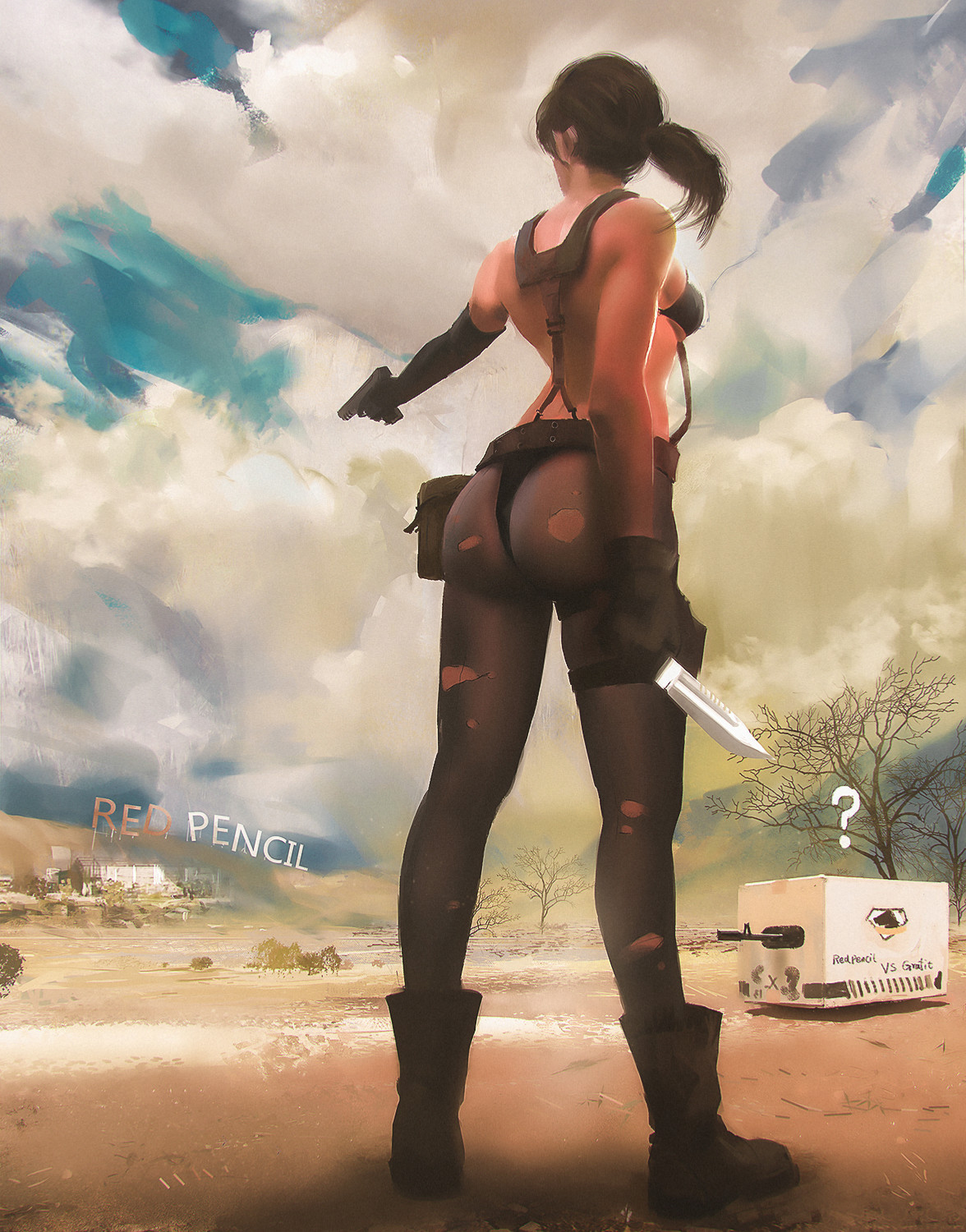 Red Pencil Art Fan art of Quiet (Metal Gear Solid V)