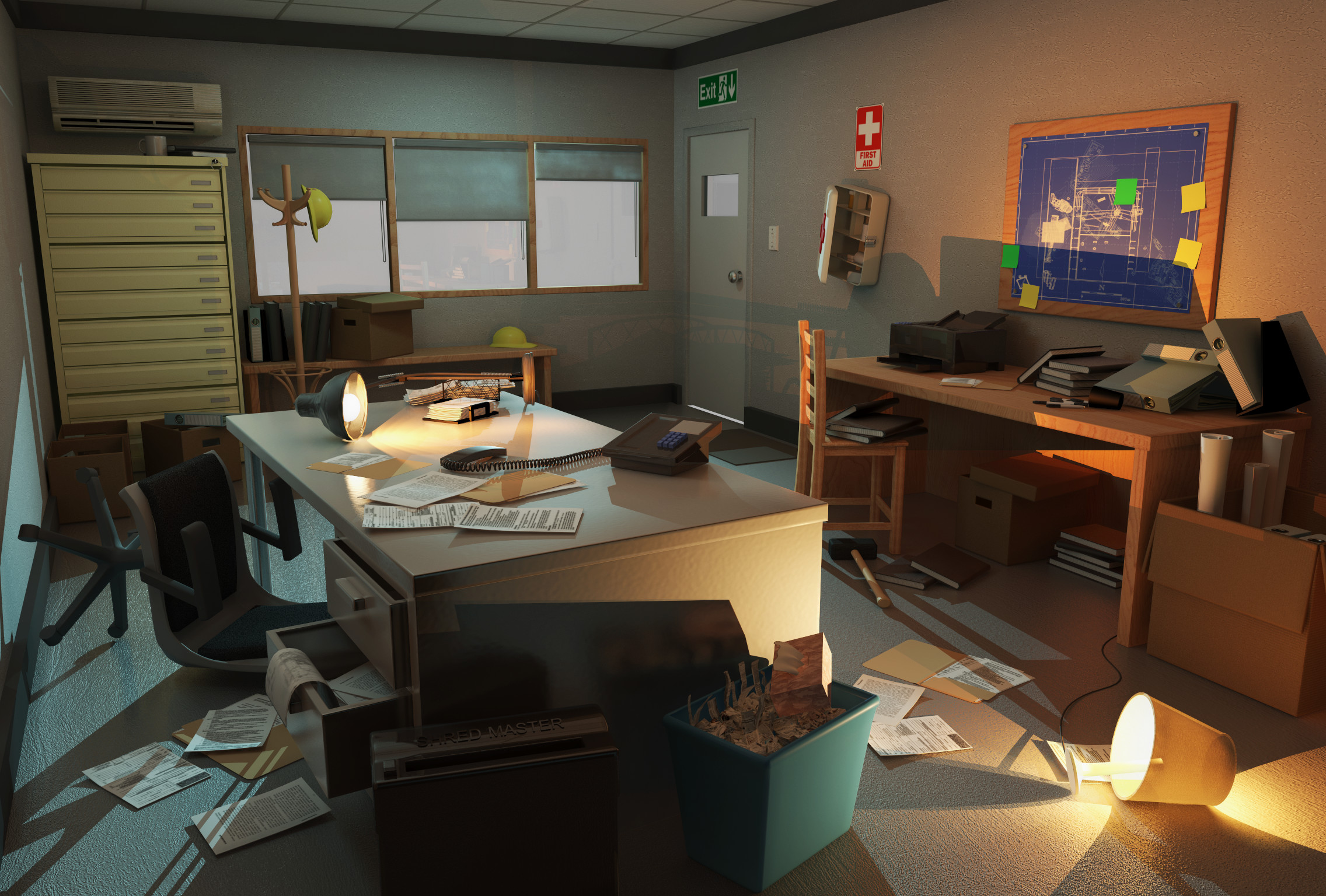Final Construction Office scene without 2D paintover