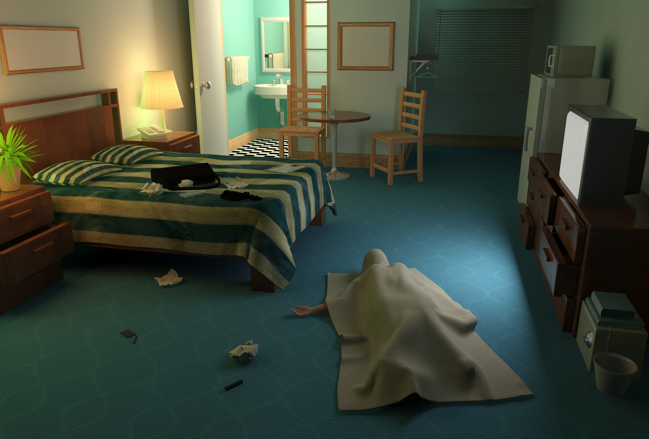 Motel Room scene (not final scene in game. Final was modified by another artist)