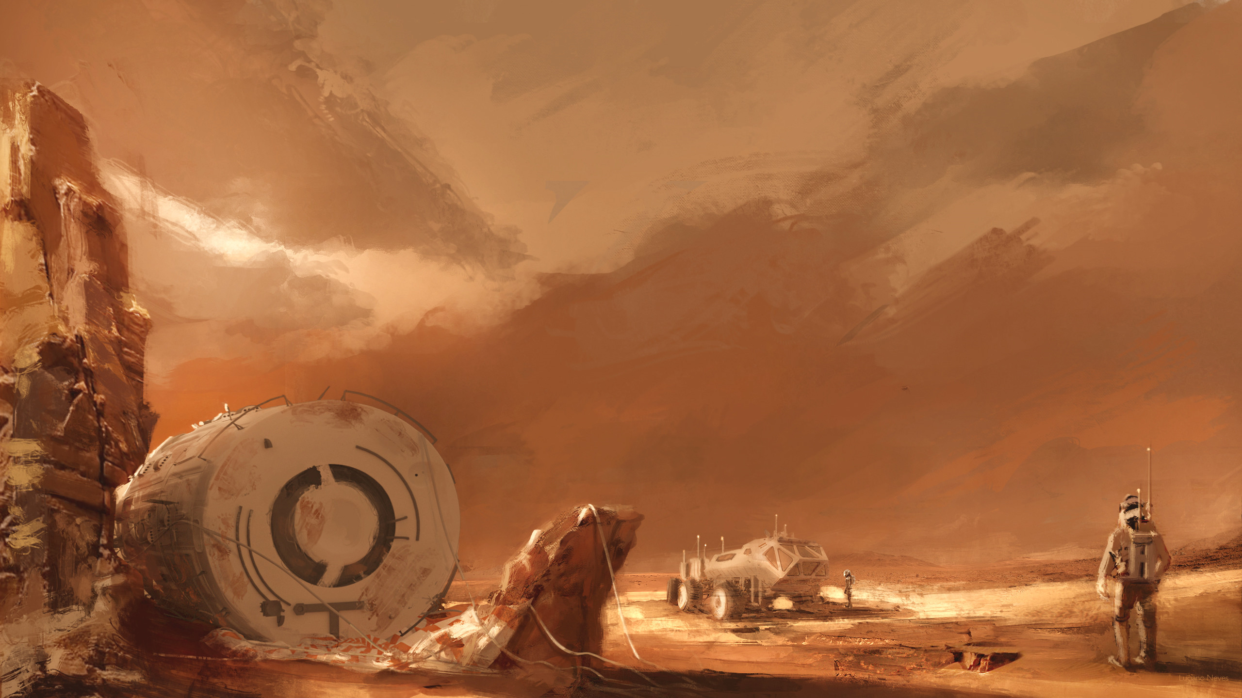 Экспедиция на планету. Терраформированный Марс концепт арт. Марс колонизация концепт. Пустыня фантастика. Космический корабль в пустыне.