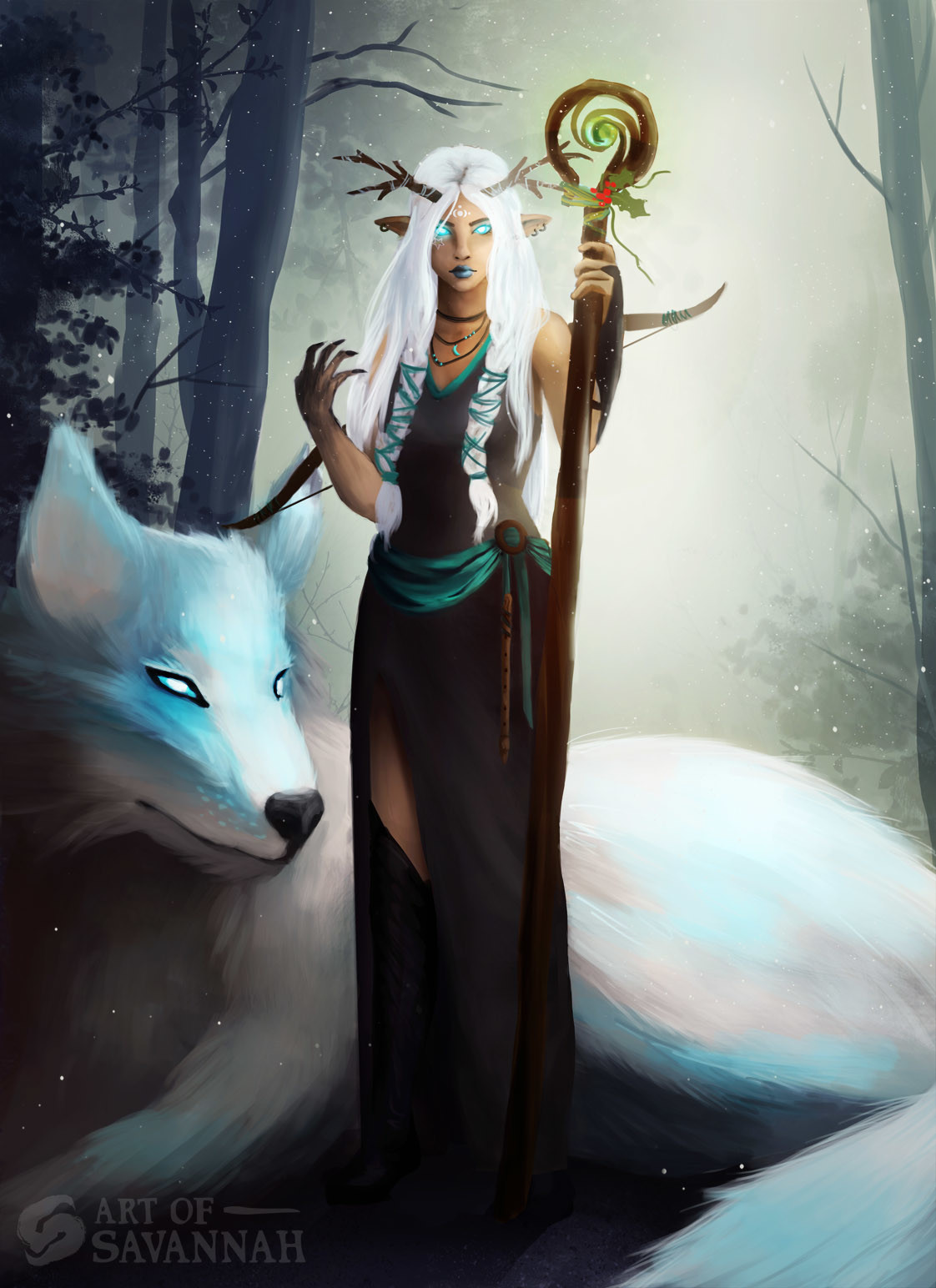 Savannah Hoskins - Wood Elf Druid - Dungeons and Dragons Commission