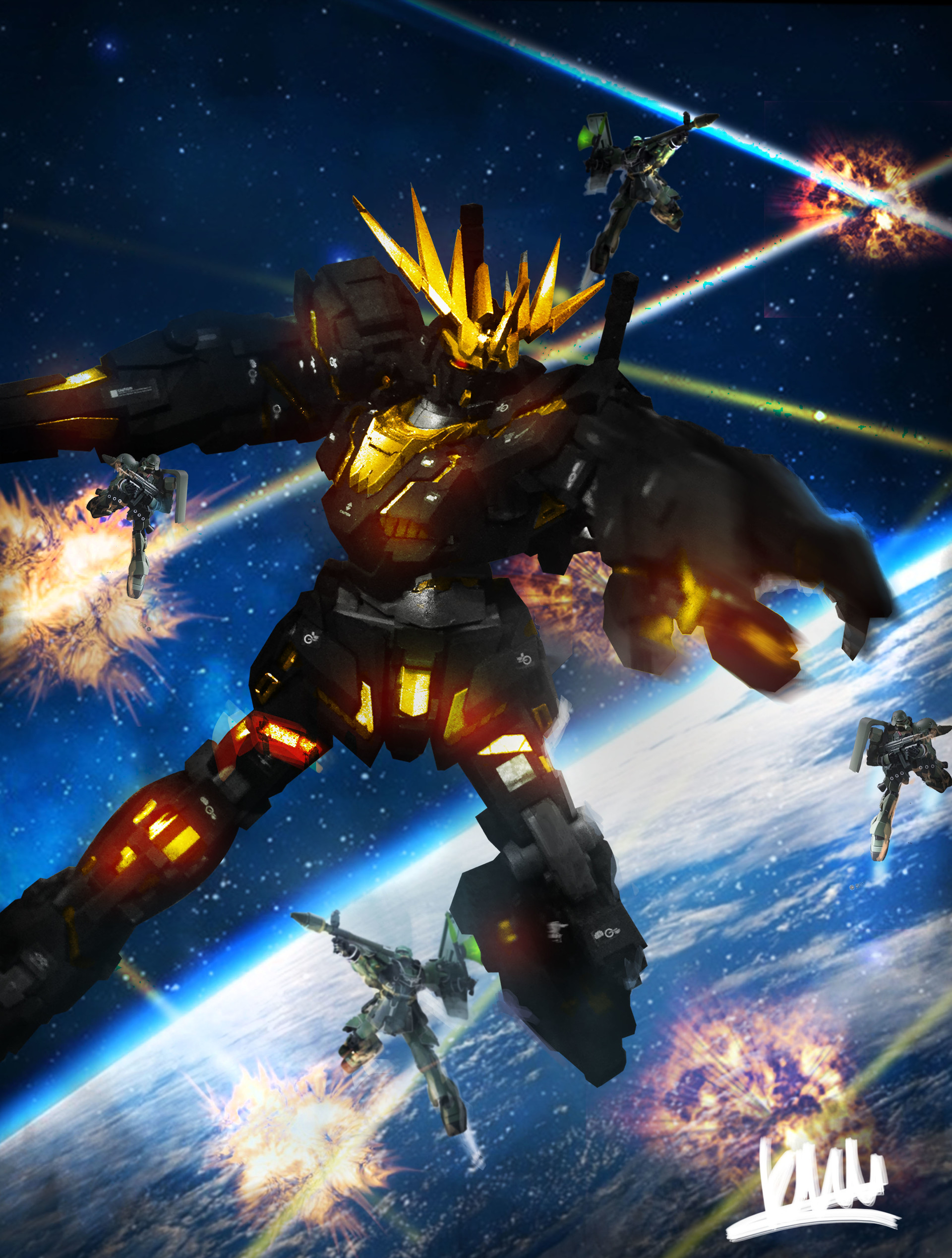 ArtStation - Unicorn Banshee Gundam [Destroy Mode]