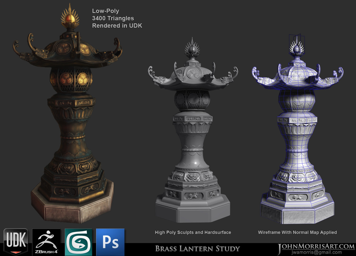 Highpoly rendered in 3ds Max. Lowpoly rendered in UDK.