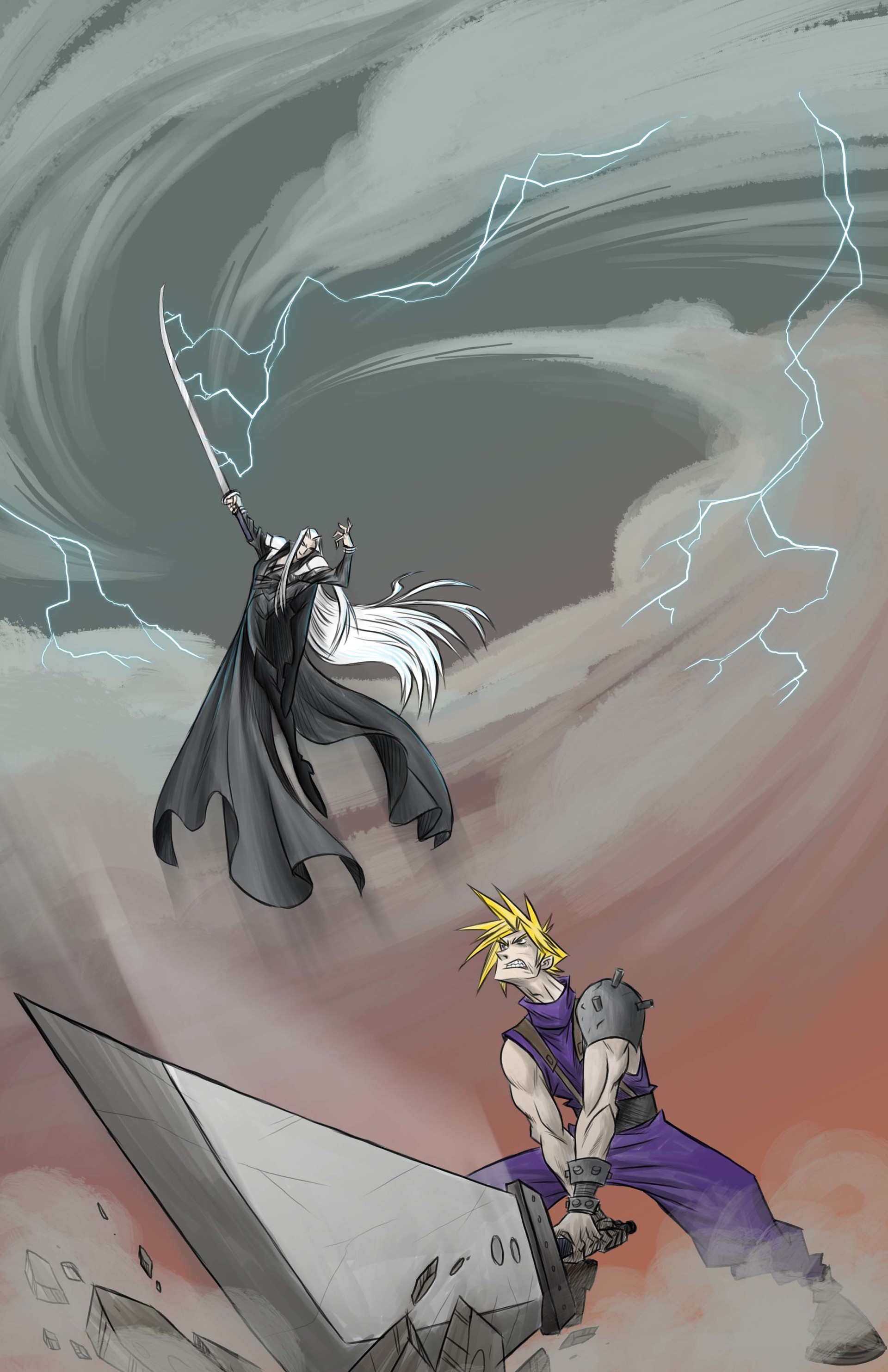 sephiroth and cloud drawing