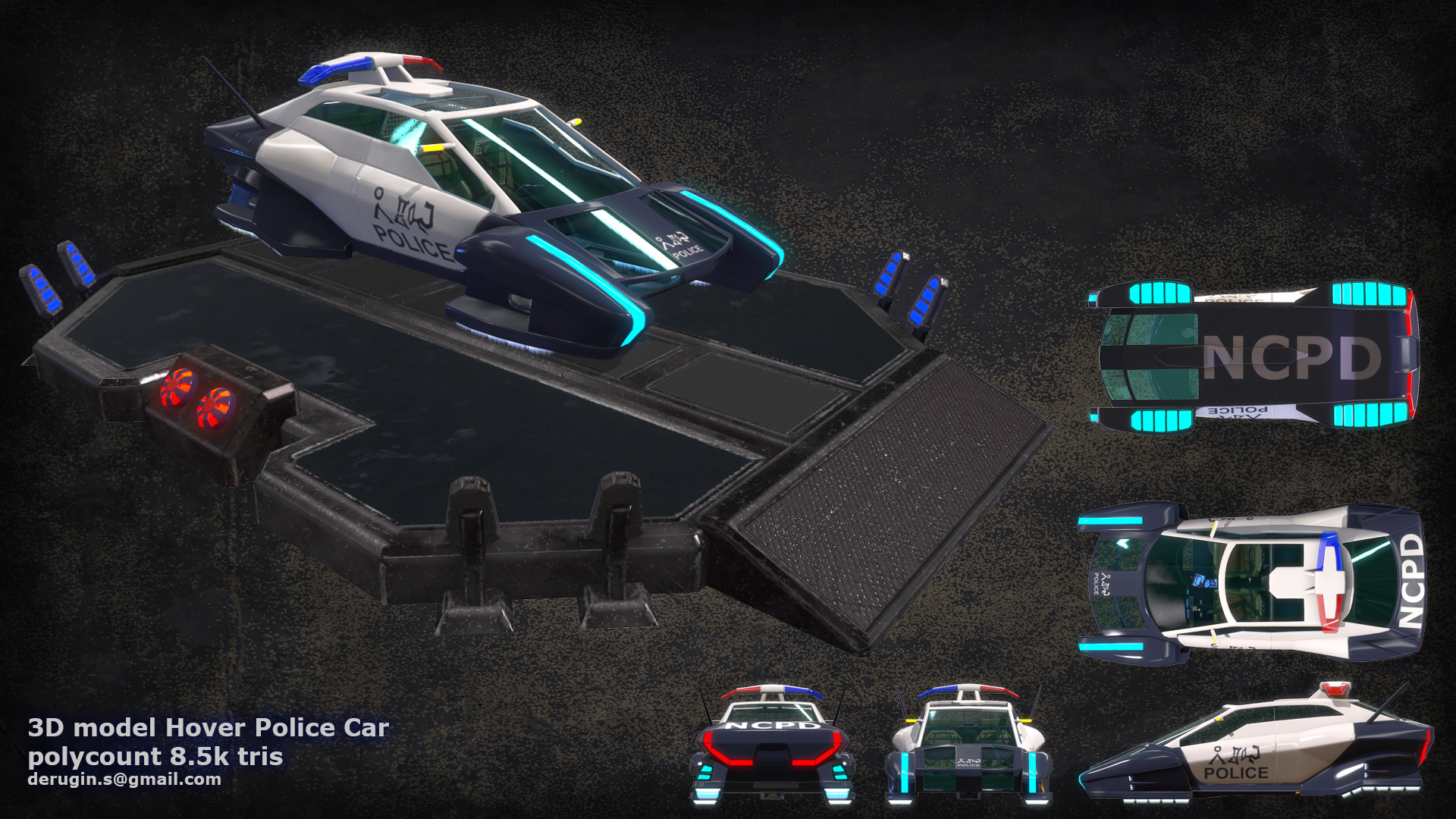 Artstation Hover Police Car 3d Model Serge Sergey Derugin