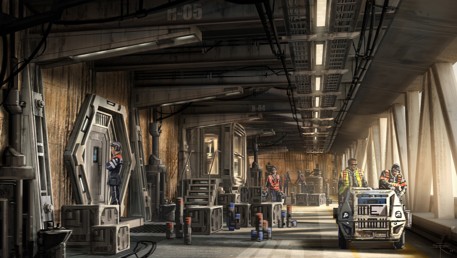 here is some concept art from the tv series the Expanse. 