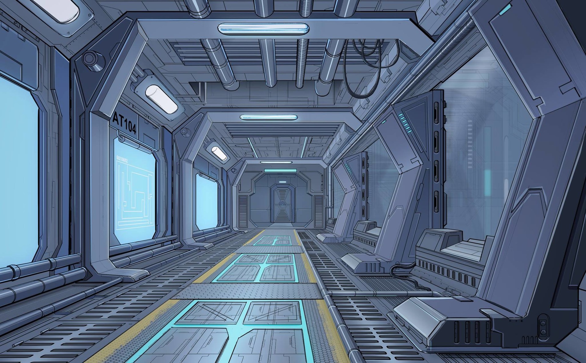 Artstation Spaceship Interior Design Eric Huang
