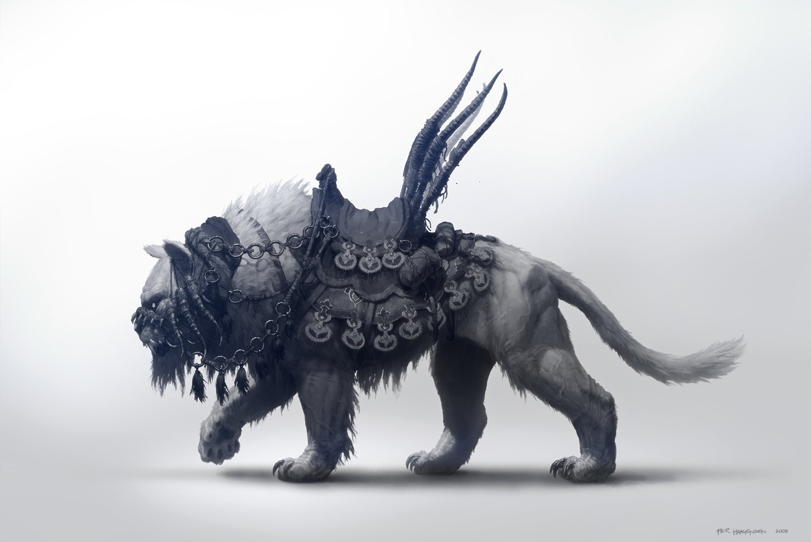 Khitan Tiger Mount - Creature concept art for "Age of Conan: Rise of the Godslayer"
