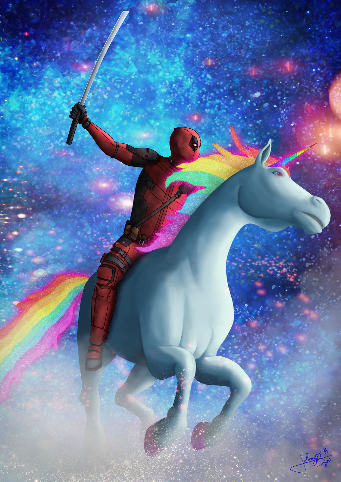 ArtStation Deadpool On A Unicorn Johnny Bijos