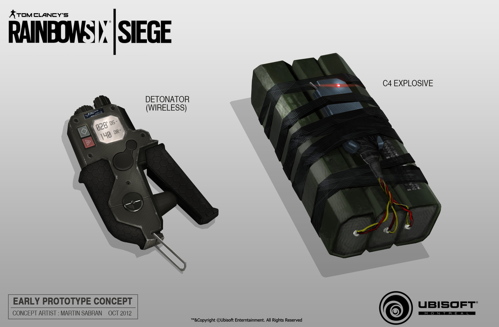 Rainbow 6 Siege Early concept devellopment C4 and Detonator.