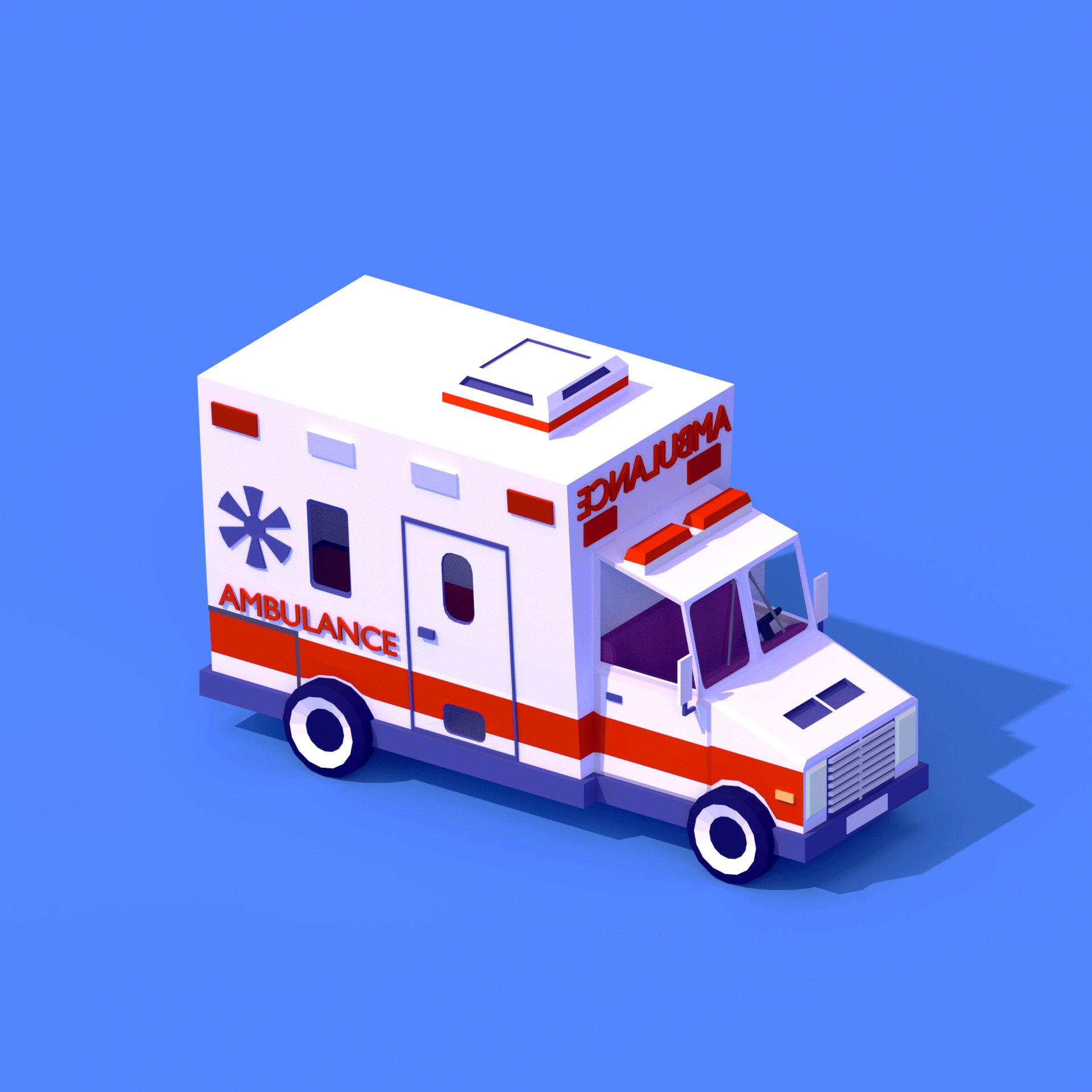 Artstation Low Poly Ambulance Car Vyacheslav Ledenev