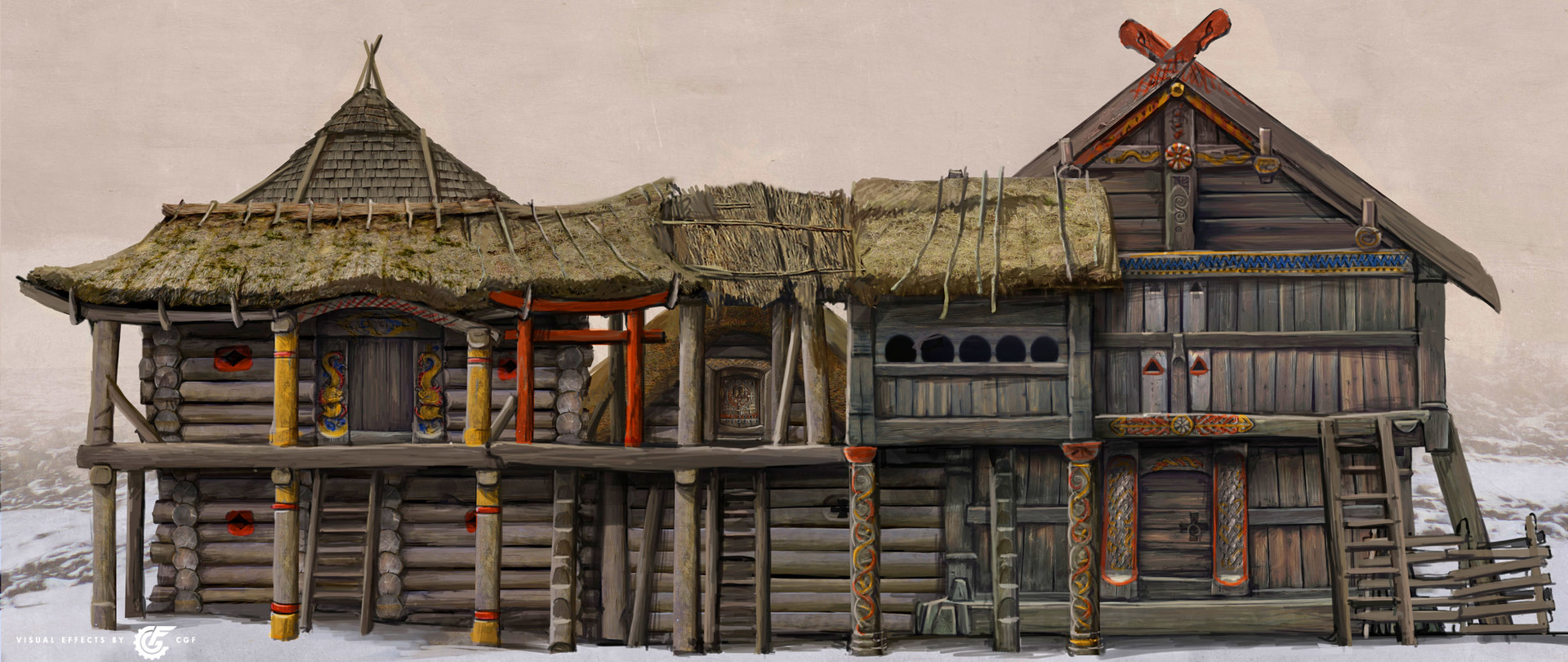 Artstation Houses Concept Art For Feature Film He Is A Dragon Olga Antonenko