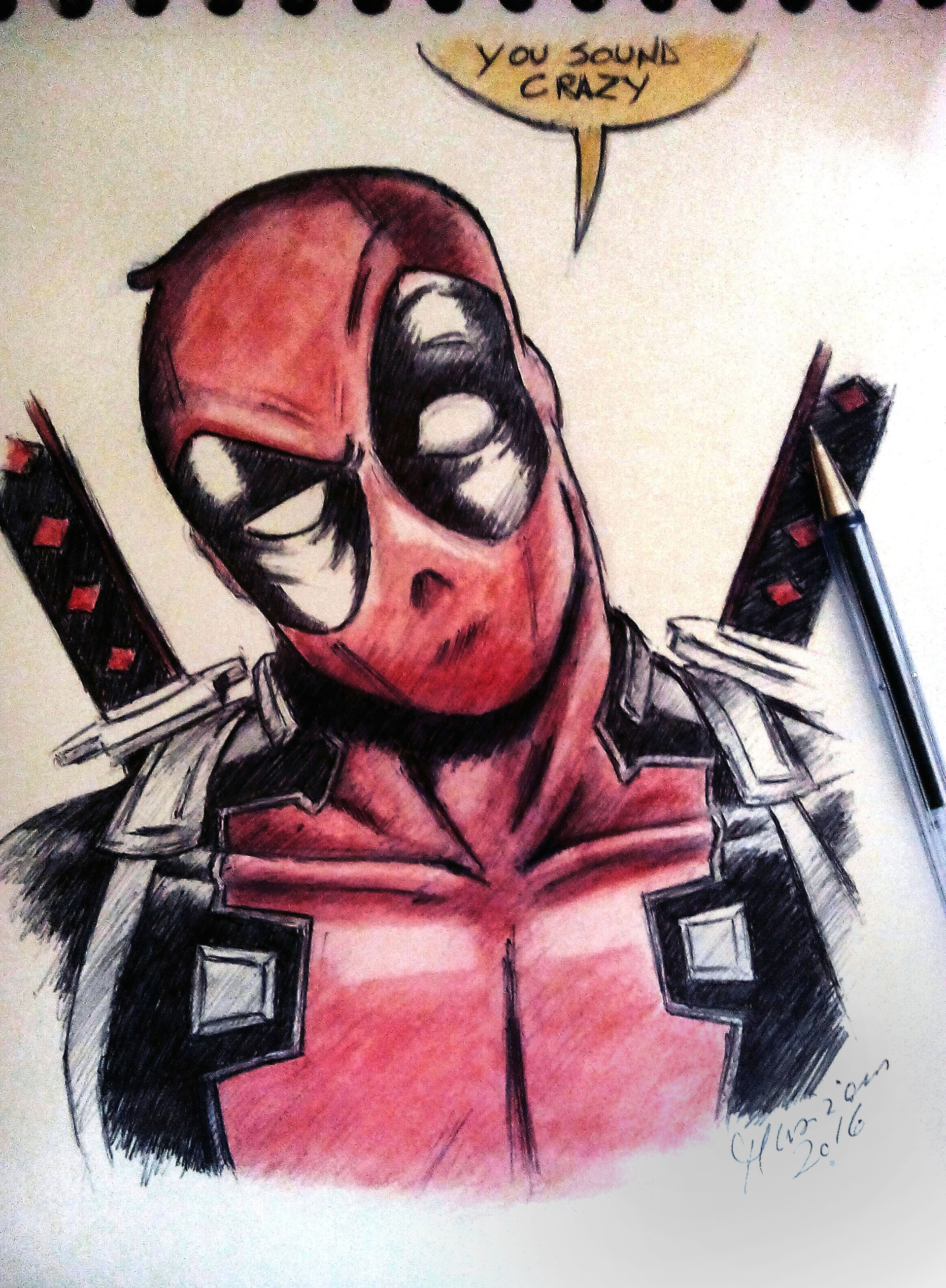 ArtStation - Deadpool - Watercolors and ballpoint pen