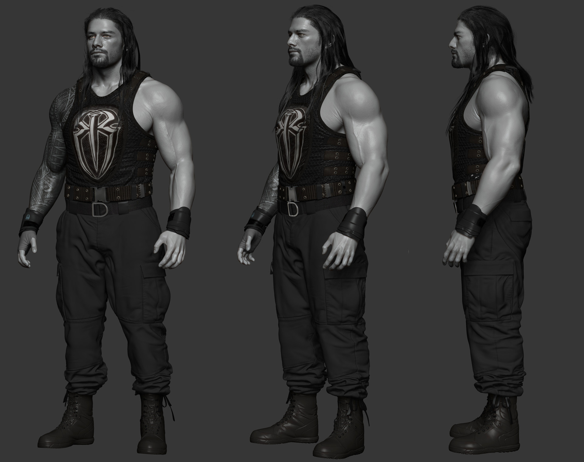roman reigns black and white shoes