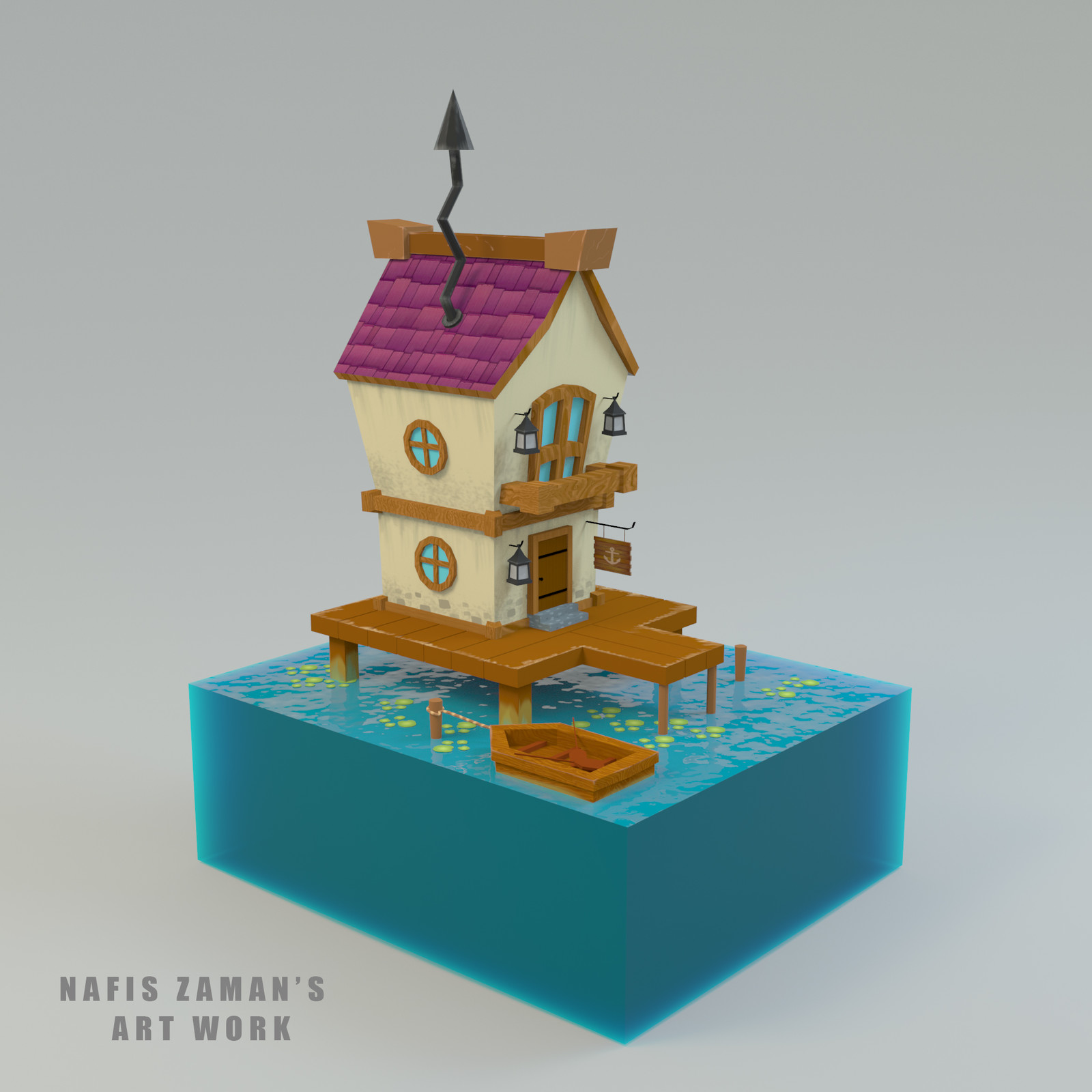 Game Asset: Low Poly Water House