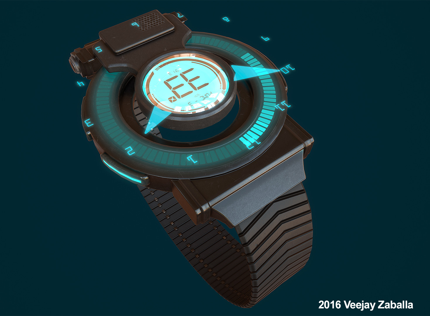 Futuristic wrist watch top