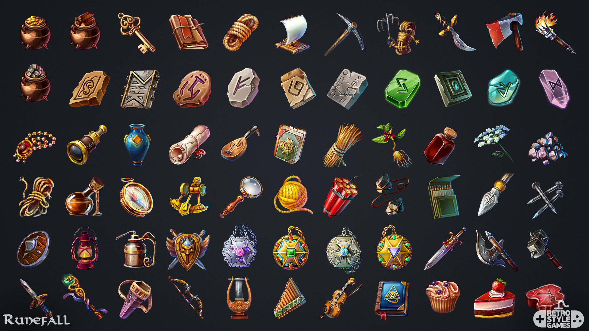 Retrostyle Games Runefall Match 3 Game Icons