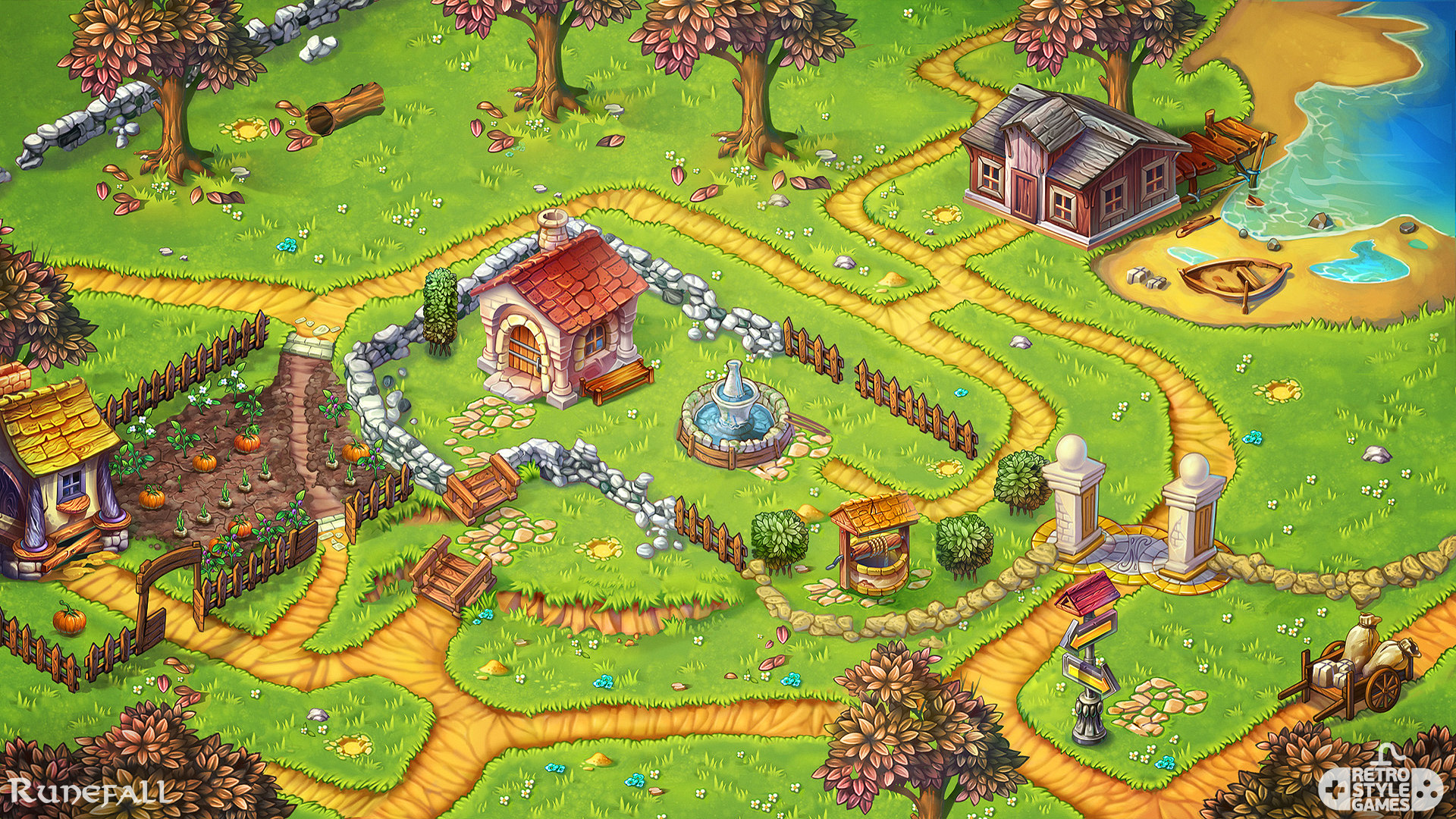 Artstation Runefall Match 3 Town Building Metagame Retrostyle Games