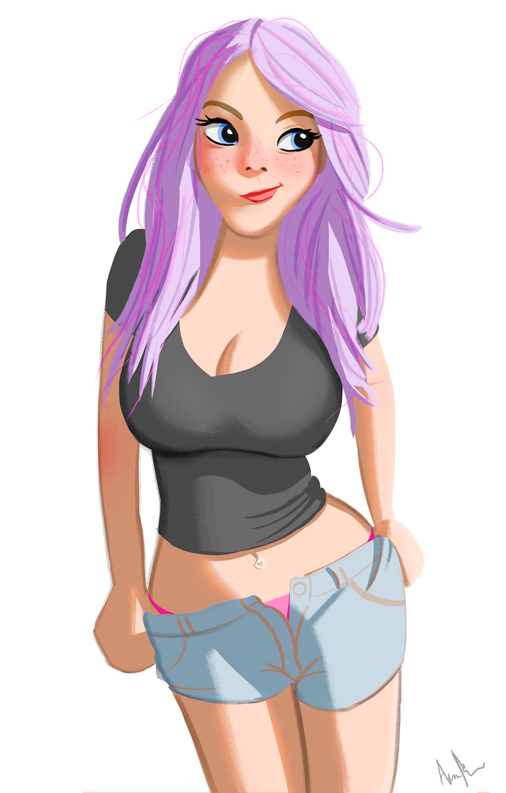 Always wanted to do a sexy anime/cartoon style girl, so drew this as my final :)