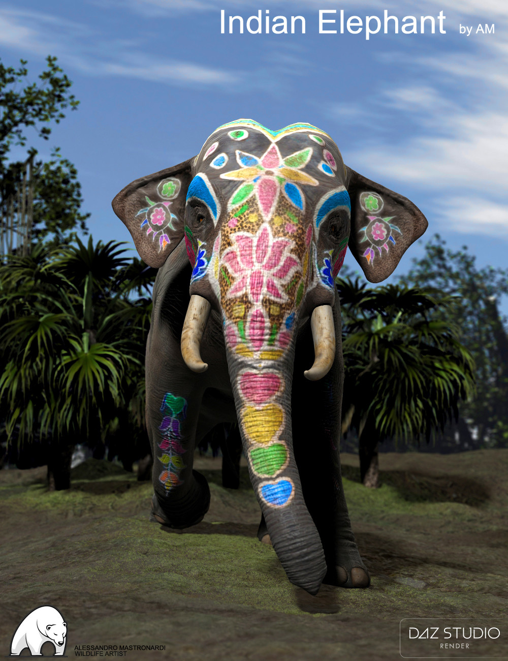 painted indian elephants