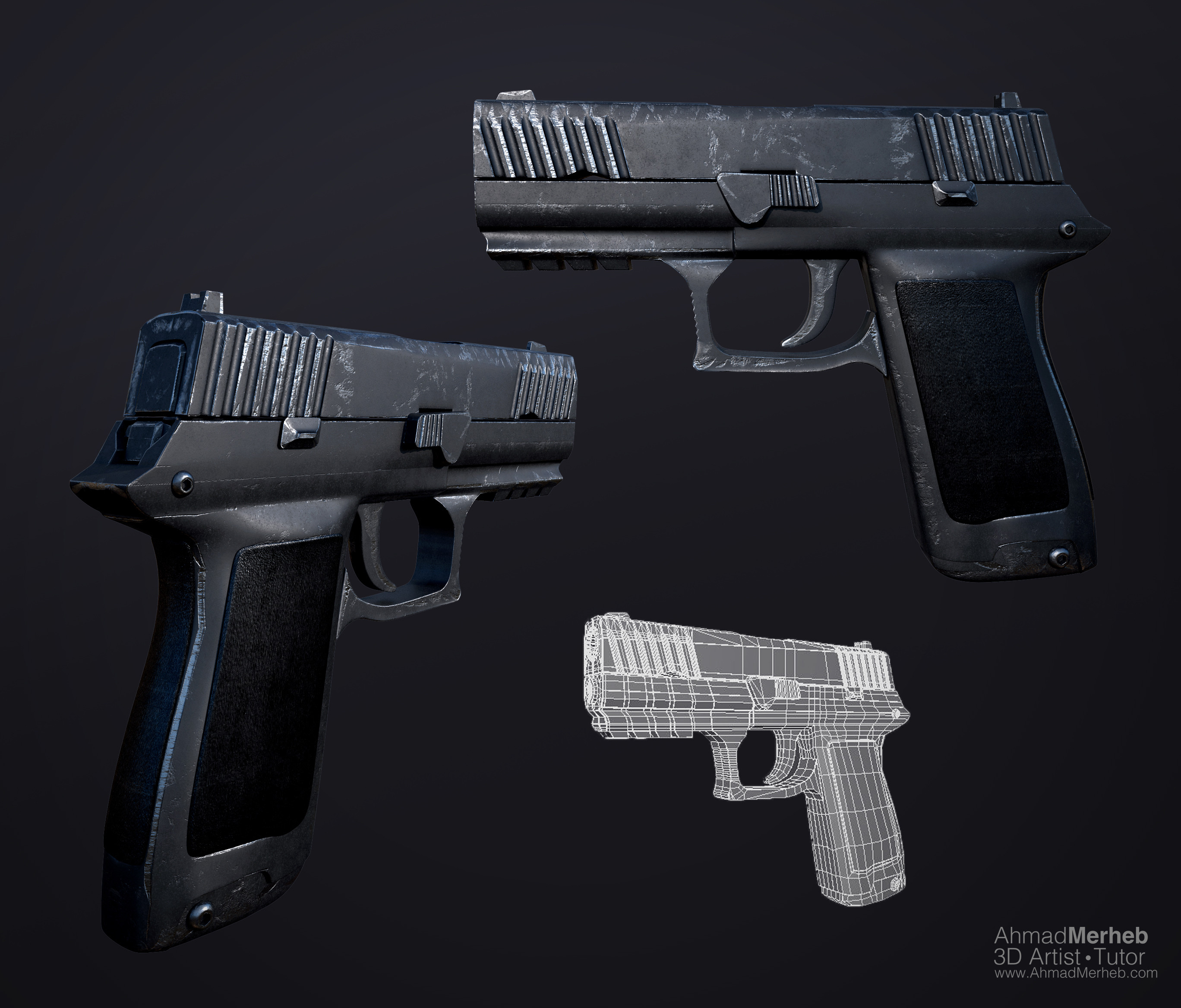 Gun 3d model render