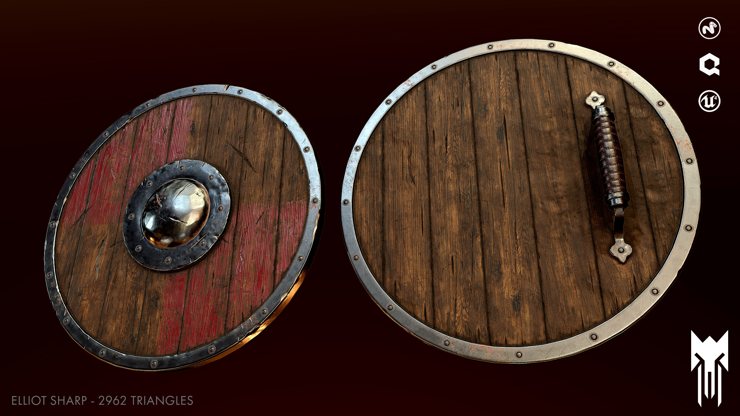 Elliot Sharp - Freelance 3D Artist - UE4 Shield Pack - Painted Wooden