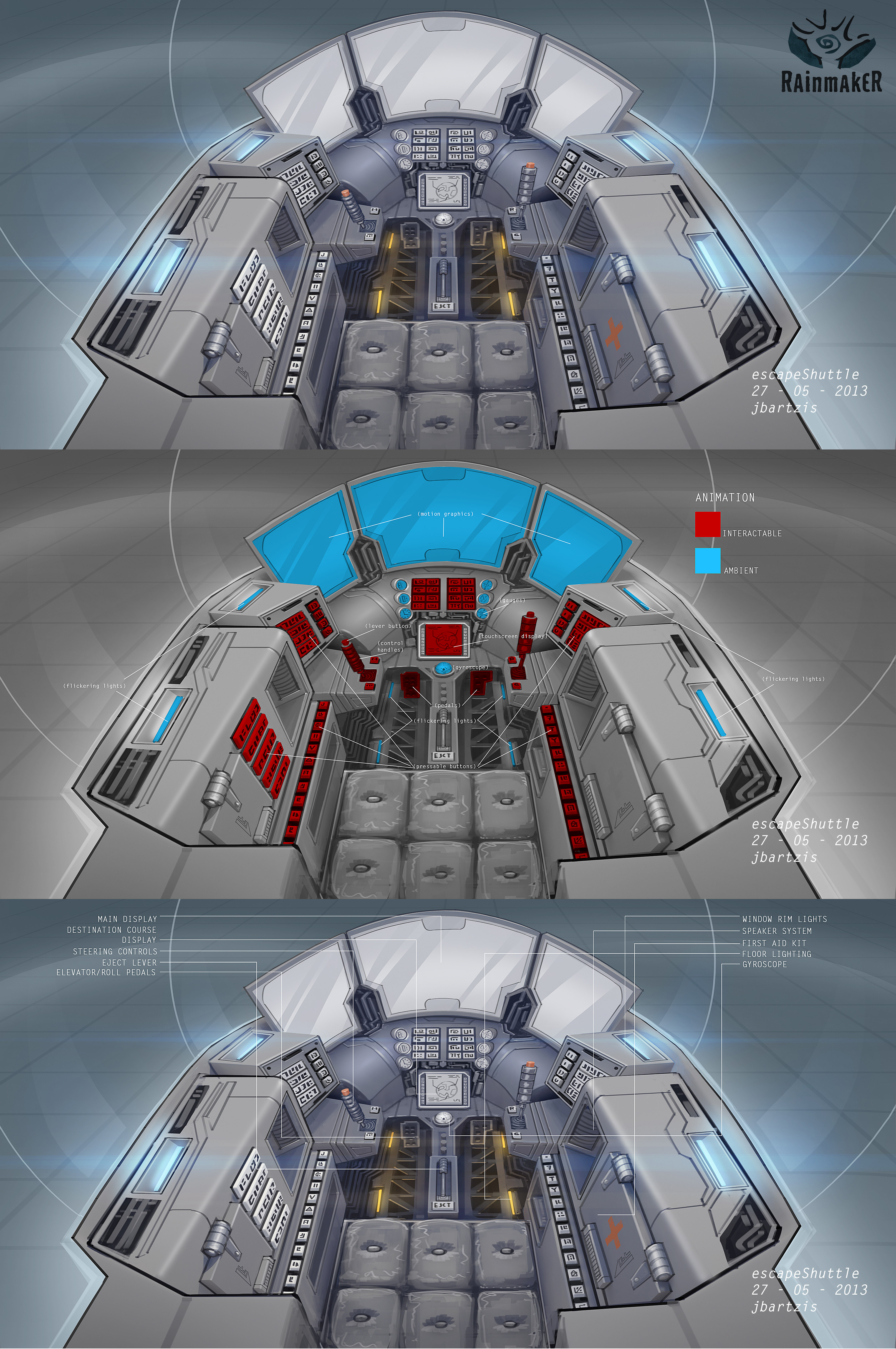 Escape shuttle interior design.
