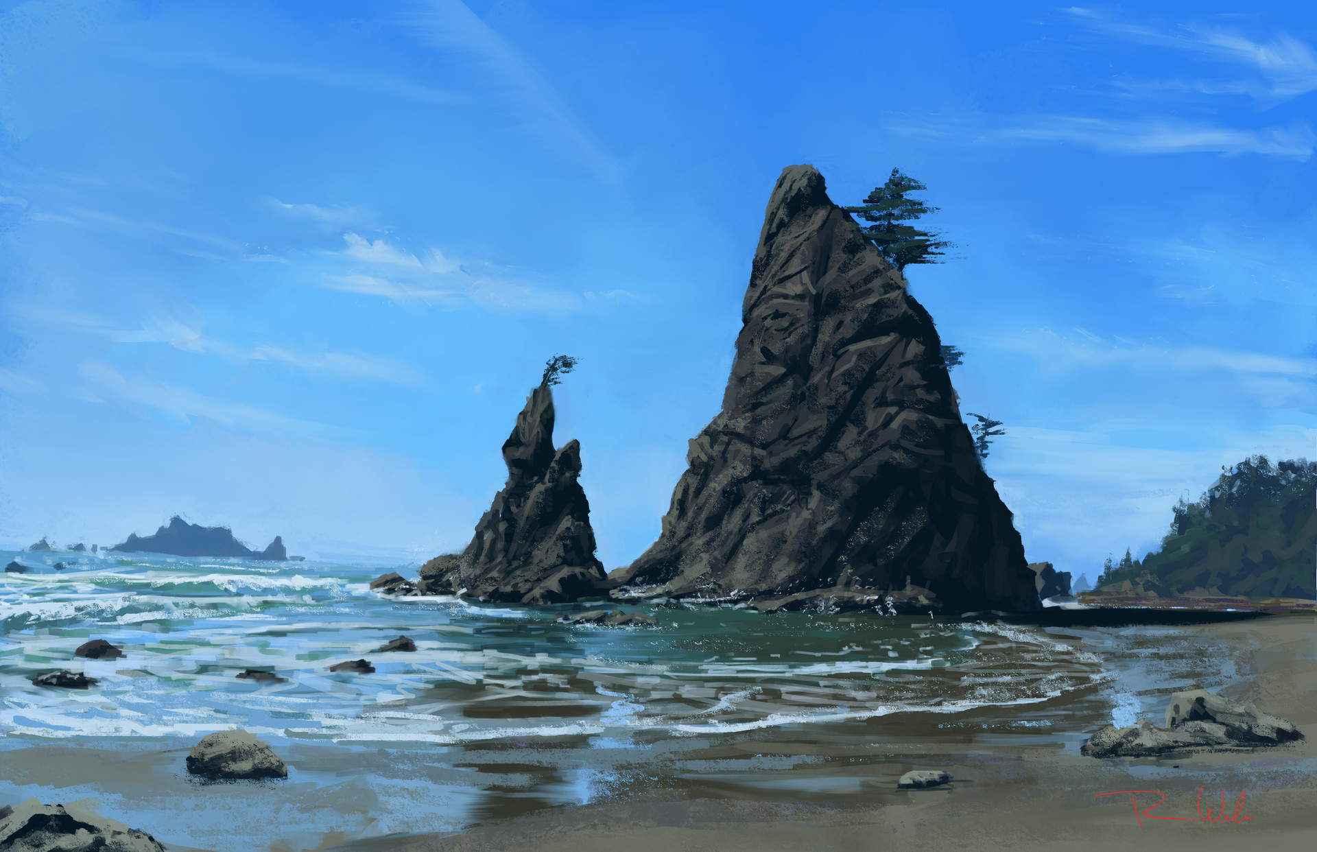 Artstation Ocean Rock Speed Painting Ray Weiler
