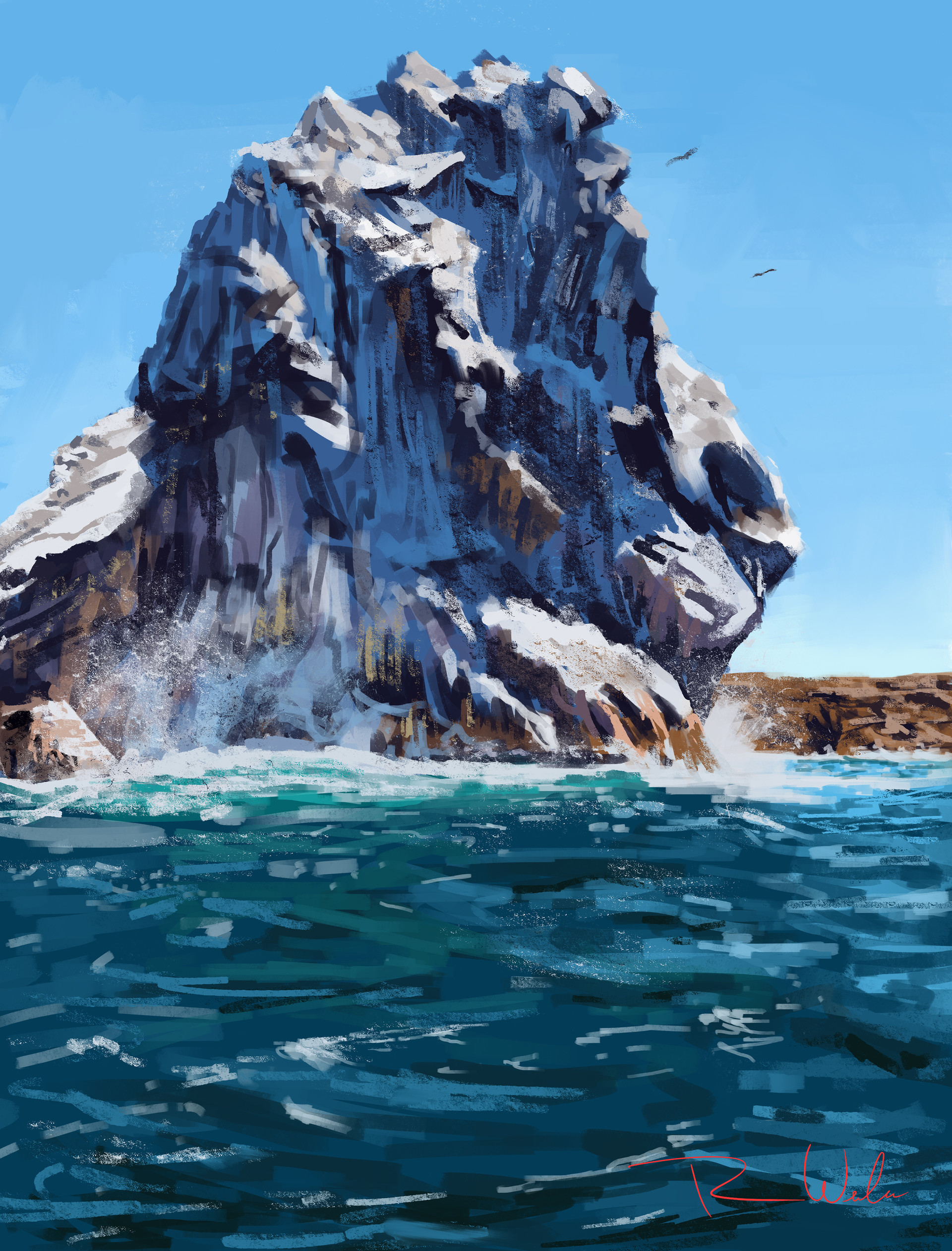 Artstation Ocean Rock Speed Paint Ray Weiler