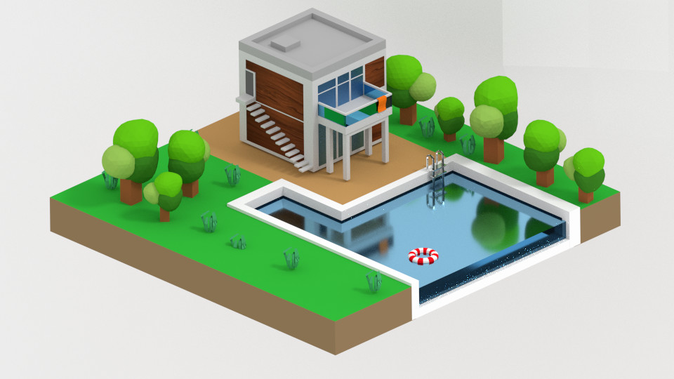 Artstation Isometric Lowpoly Indonesian Landmark And Fan
