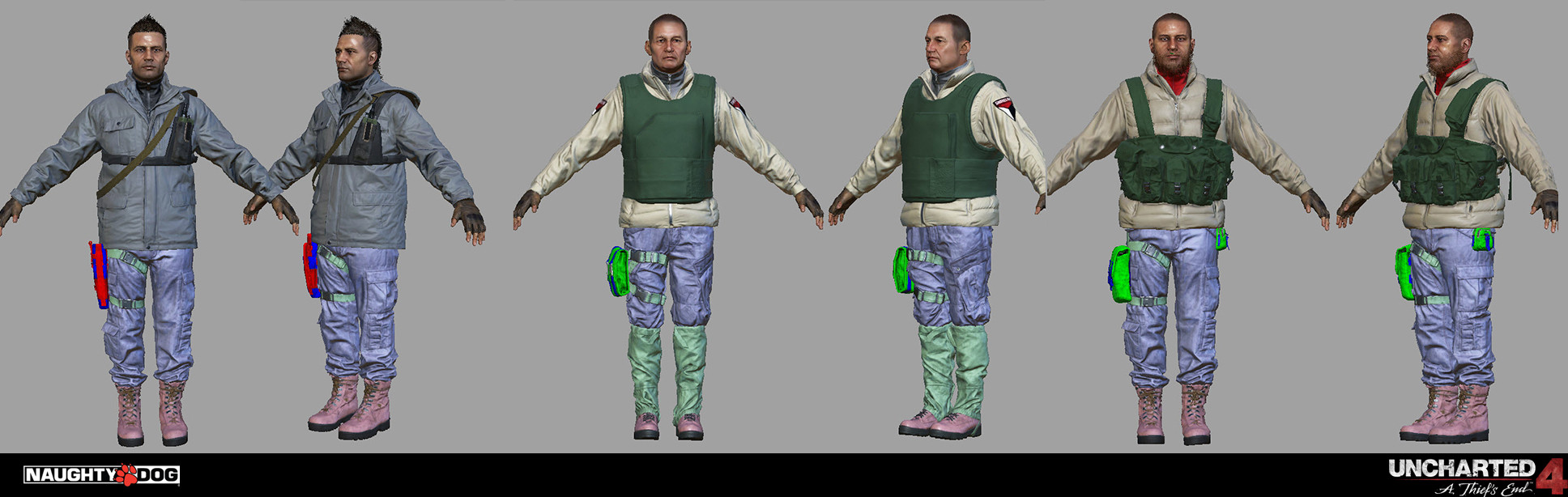 Some Scotland Enemies and random gear - I was responsible for the majority of the Scotland enemies along with Corey Johnson. Heads were done by other artists. Credit to Outsource as well. Unfortunately I wasn't able to take beauty shots of each one of the