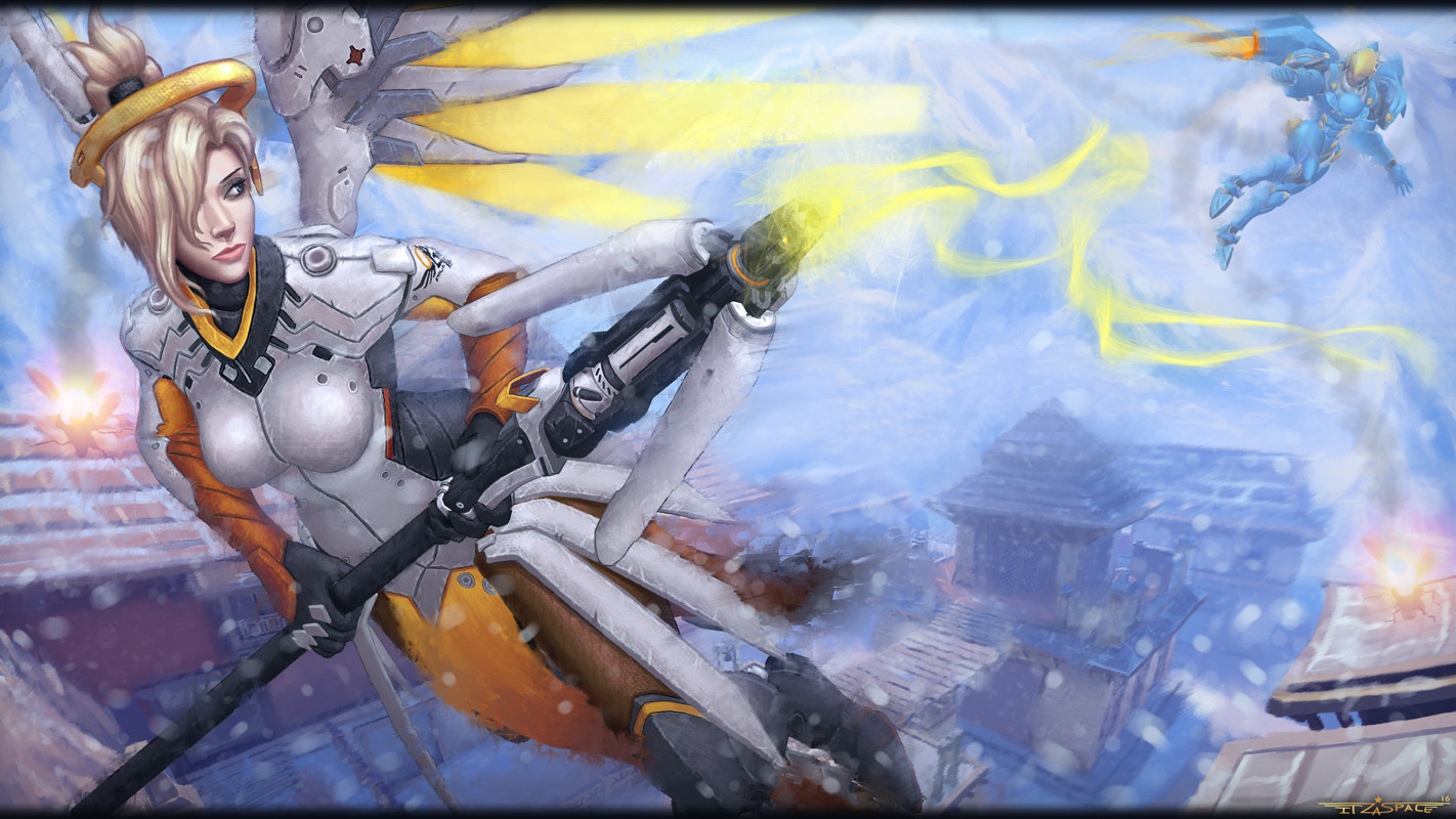 Artstation Mercy Vs Pharah Justice Rains From Above Itzah Ceo