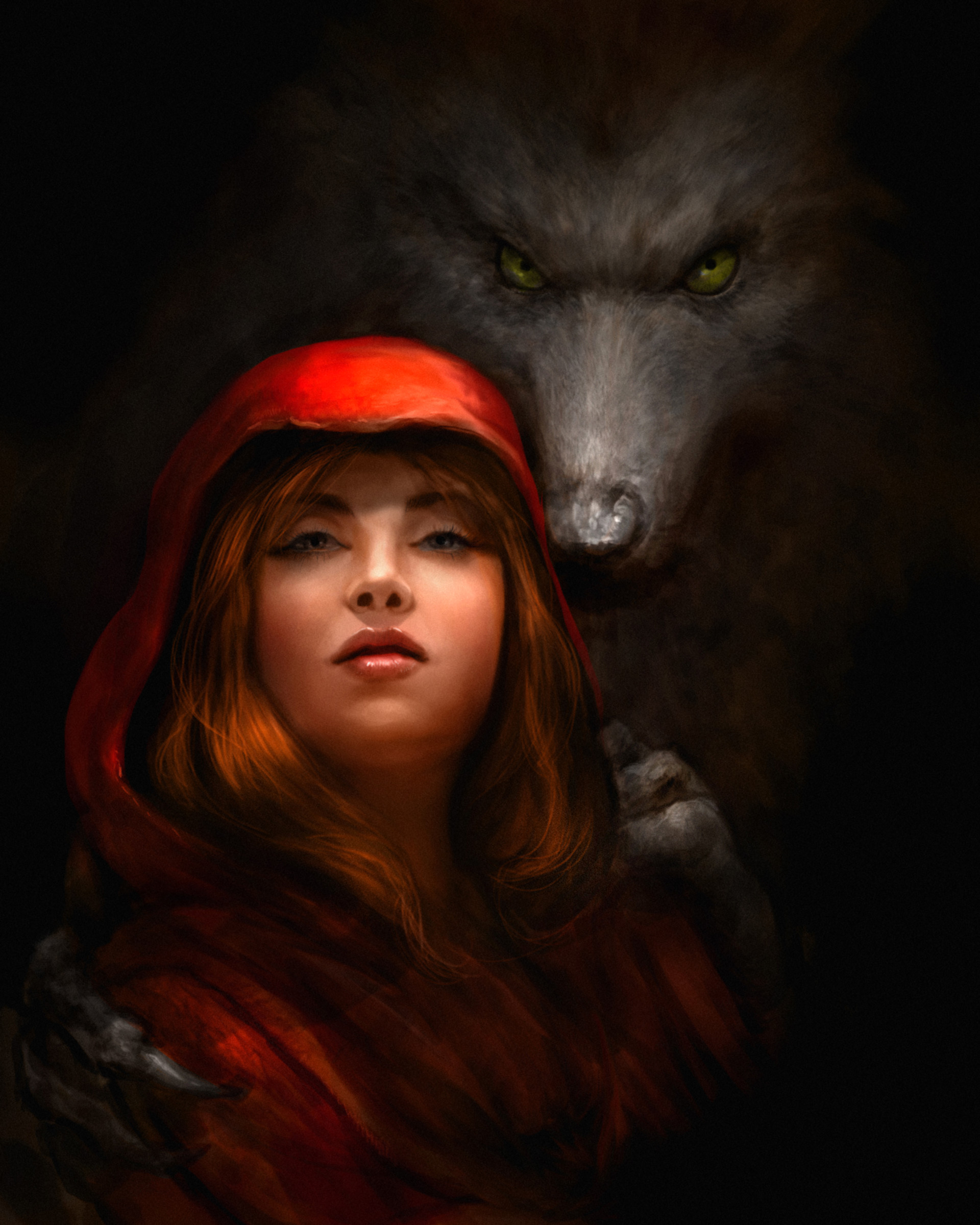 Второе предательство. Красная шапочка и оборотень. Красная шапочка и волк. Девушка оборотень. Рыжая девушка и оборотень.