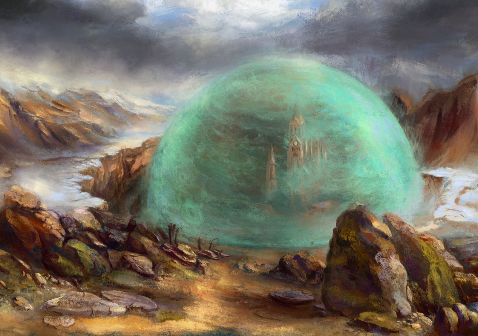 Magic dome. персидская архитектурная традиция. город под куполом фэнтези. волшебный купол. передвижной планетарий.