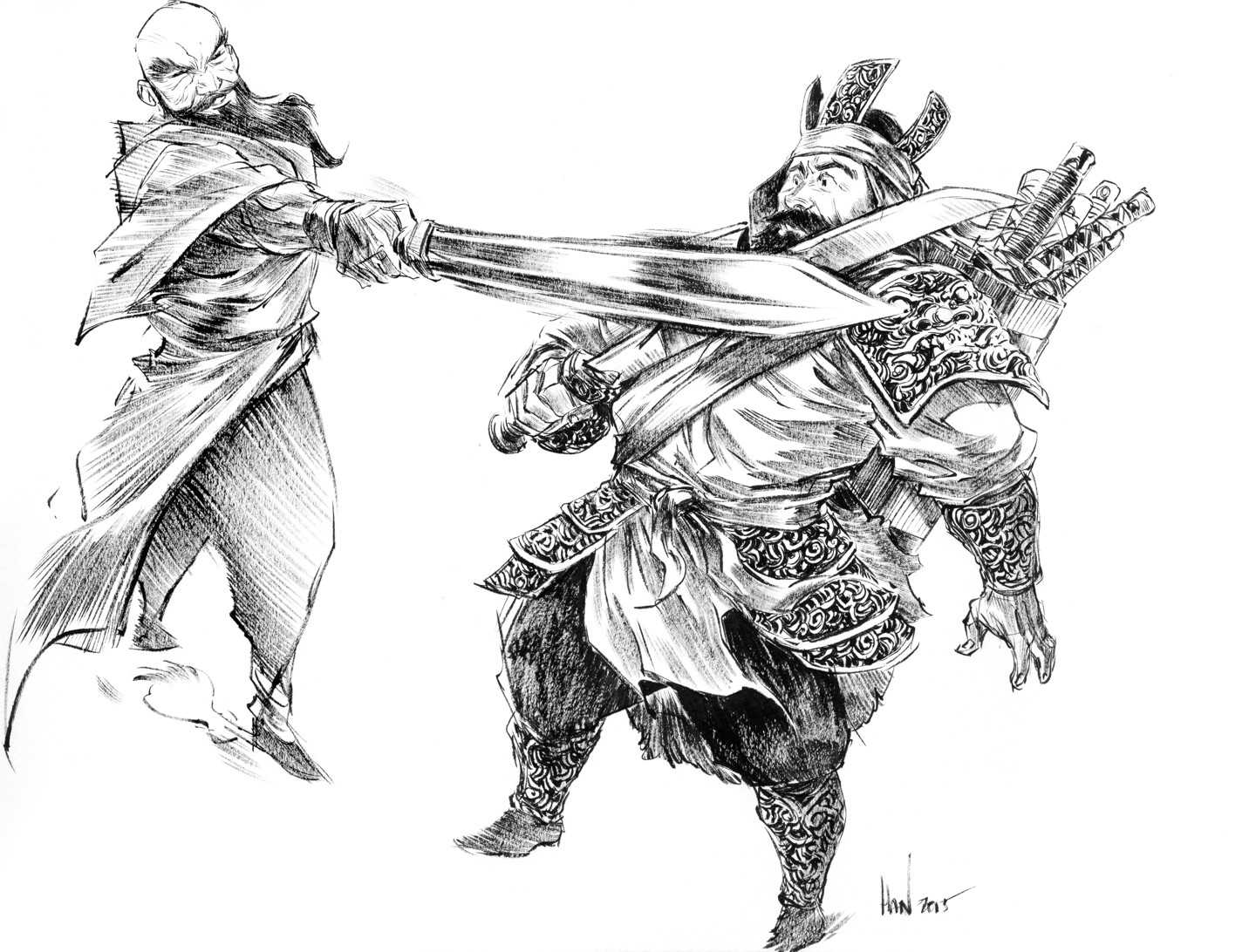 “Not so fast! I am the keeper of the Glory of ten powers~ no one is
granted to lay hands on the great sword. Return to your lands....”