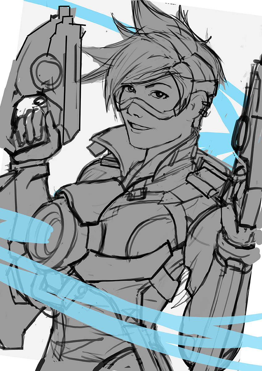 Artstation Tracer Overwatch Fan Art Deiv Calviz David Villegas,Aesthetic Minimalist Aesthetic Hand Line Drawing