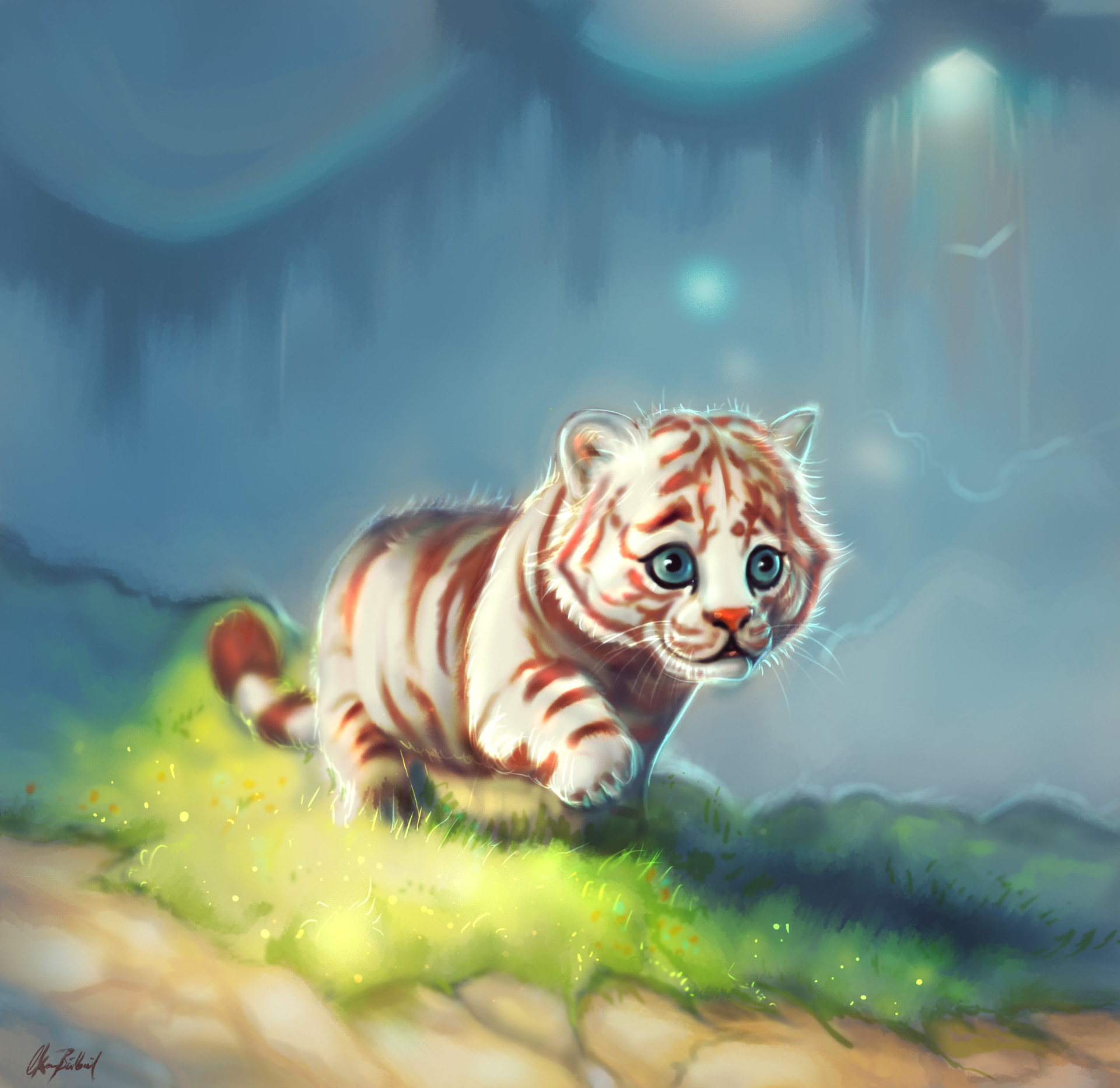 baby white tiger cartoon
