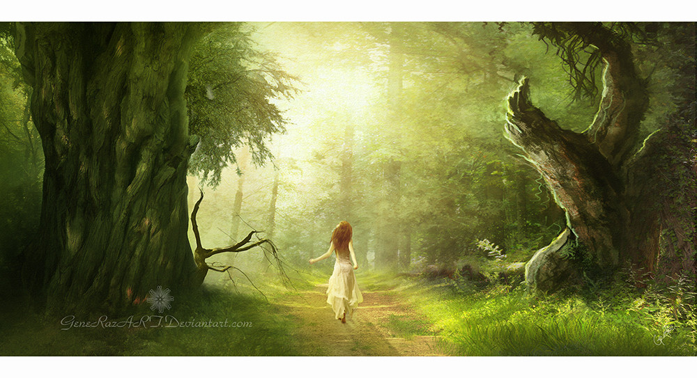 ArtStation - Walking through the emerald forest