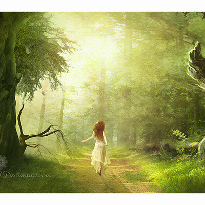 Genesis raz von edler walking through the emerald forest by generazart c