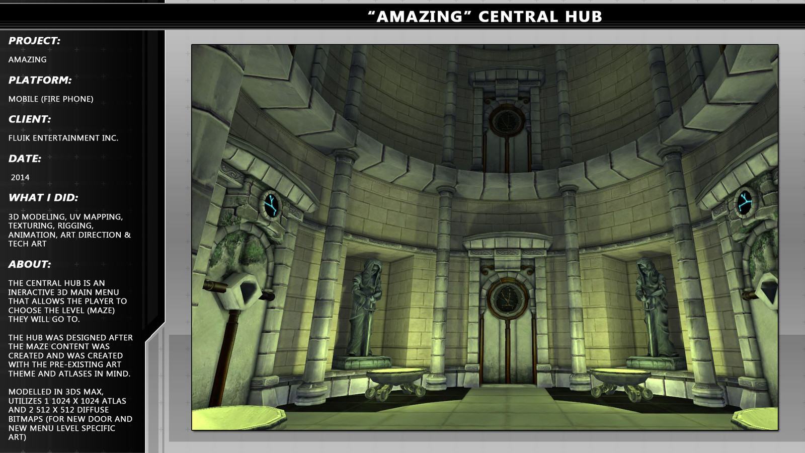 Central hub room for level set selection