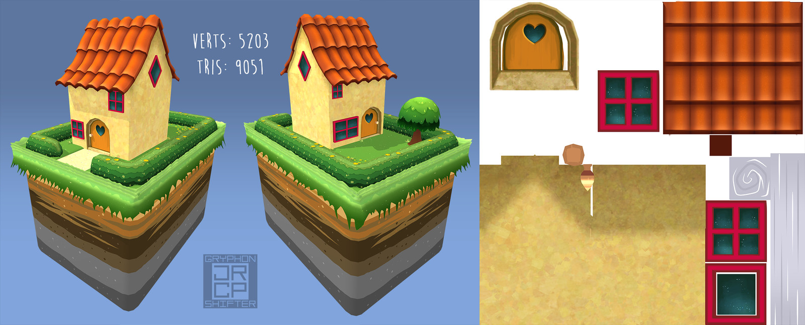 3D house sketch--texture sheets may seem "empty" because I left the possibility of adding more later.