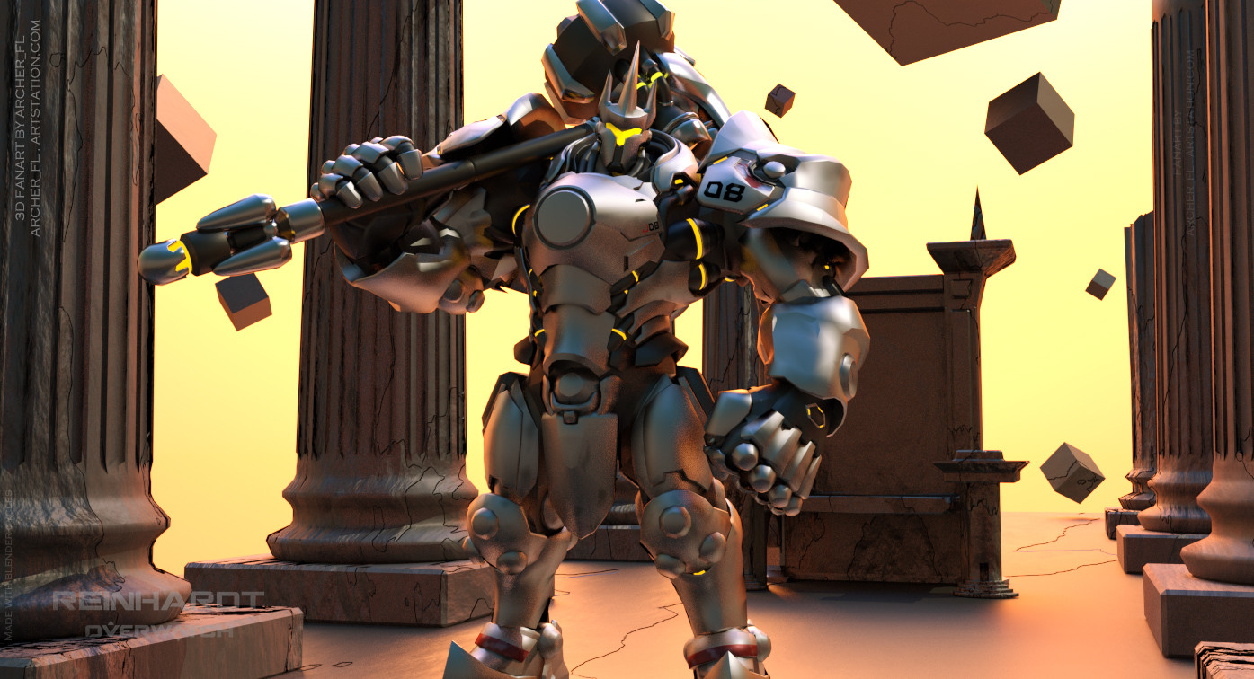 Archer Fl Reinhardt Overwatch Fanart 3d 2 