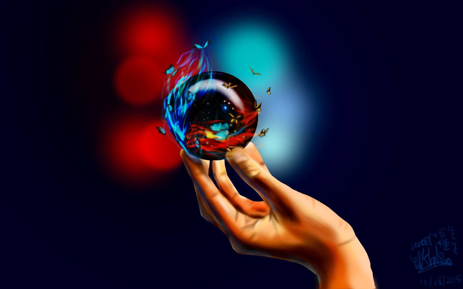 digital painting crystal ball durian