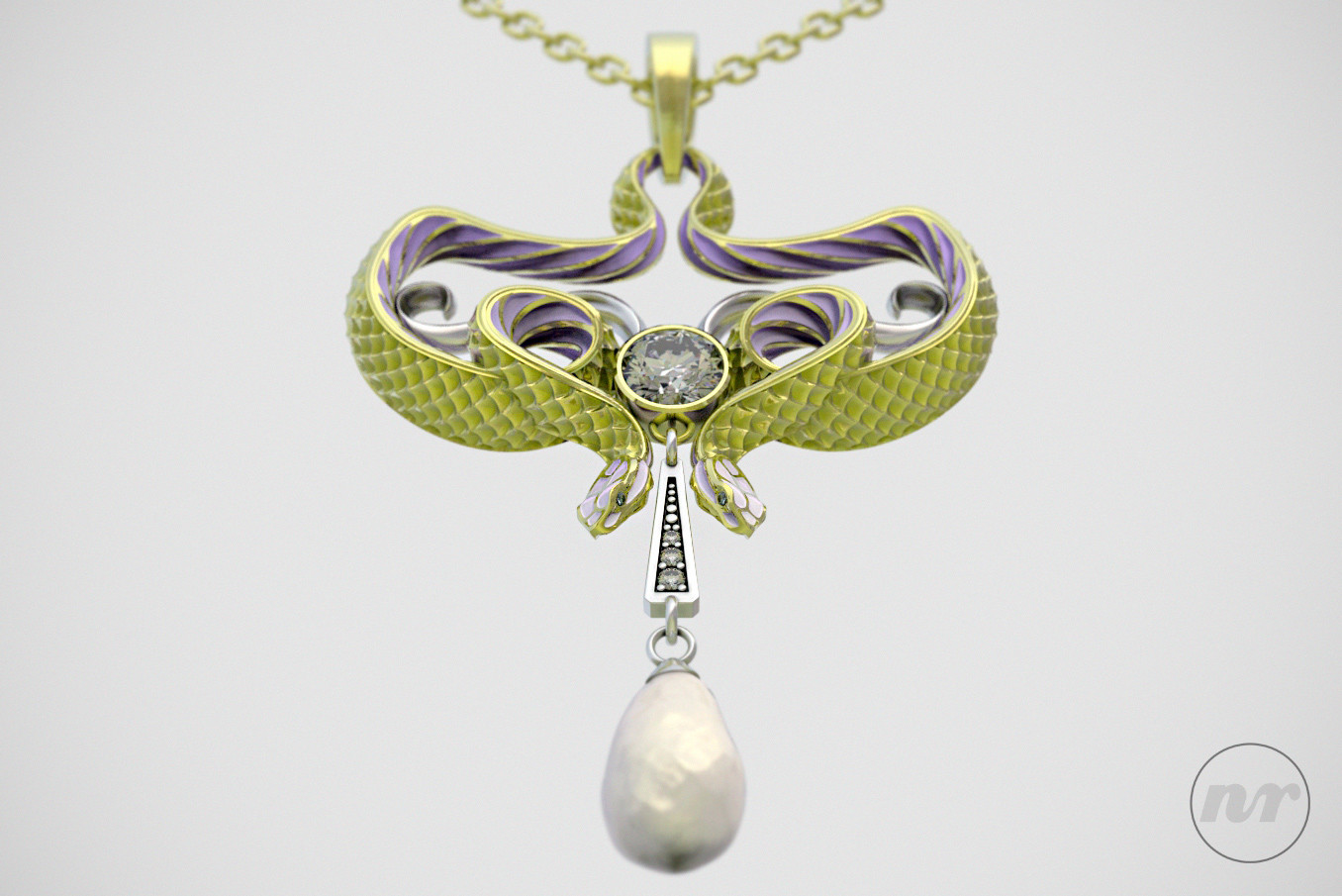 Art Nouveau Snakes Pendant