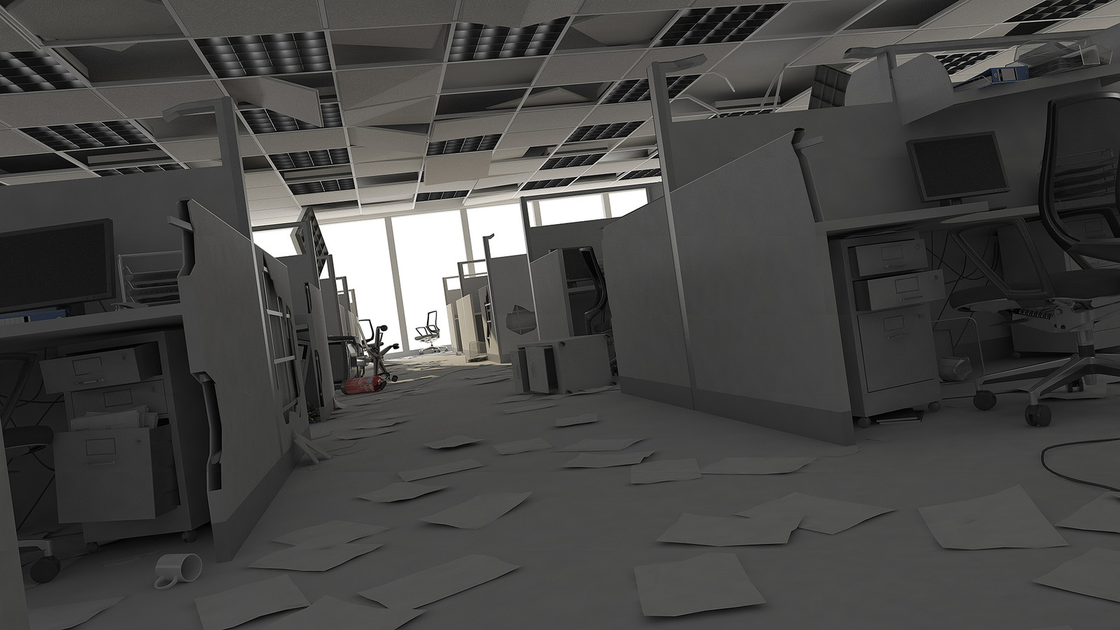 Abandoned office ( 3ds max render without photoshop)