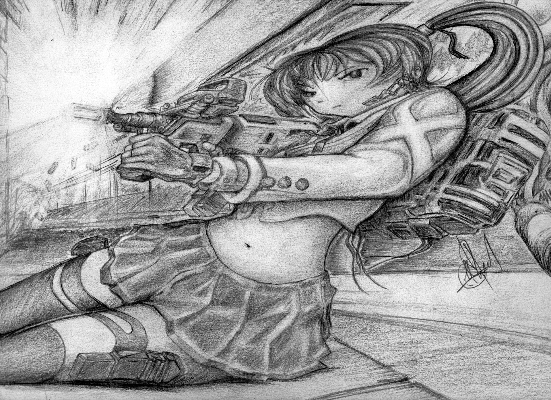 Artstation Anime Gun Girl 2 Cesar Palacios