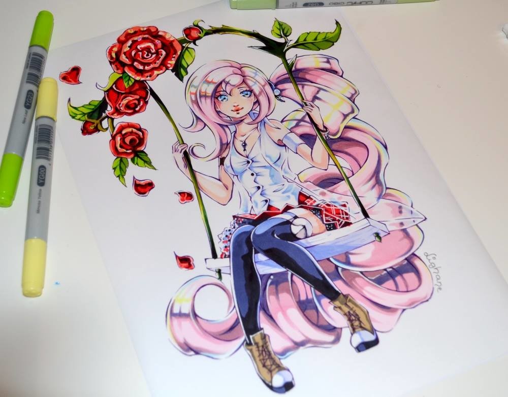 ArtStation - Feather Girl / Sketchbook Cover / Copic Marker