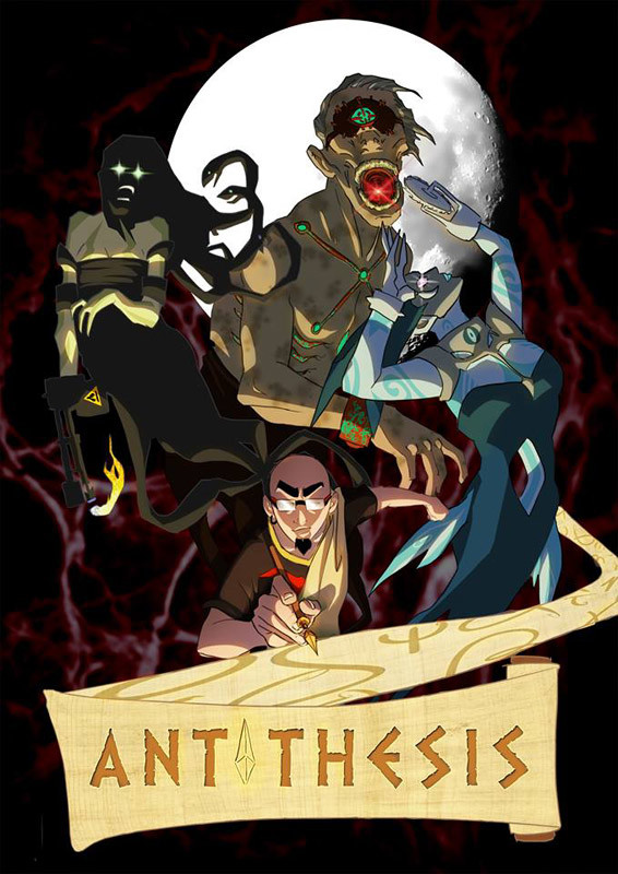 Antithesis - unexistent video game cover art.
Dark mythological creatures oppose the player/protagonist. His mission is to "write" the Odyssey by living the life of Odysseus like an RPG.