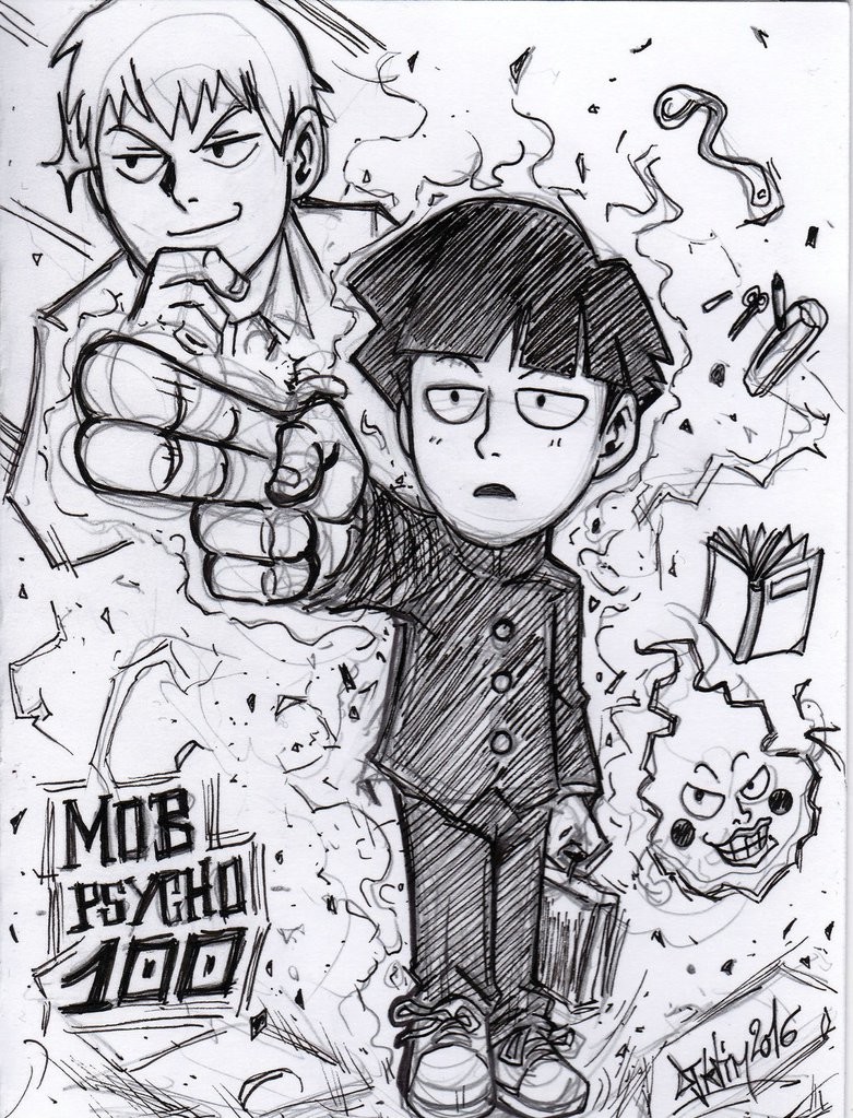 Steins_art - Mob psycho. Reference used #draw #pencil #manga #anime  #mangadrawing #animedrawing #mobpsycho100 #gun #boy #man | Facebook